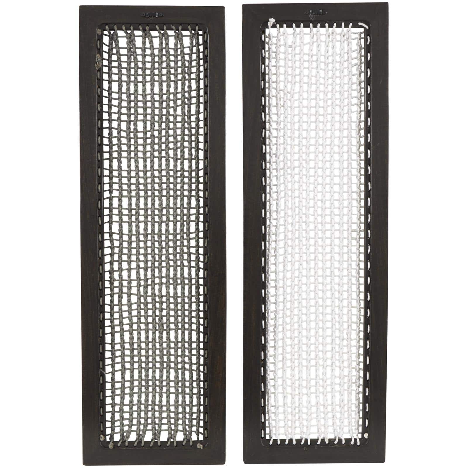 12" x 38" Dark Brown Mango Wood & Macrame Handmade Wall Décor Set