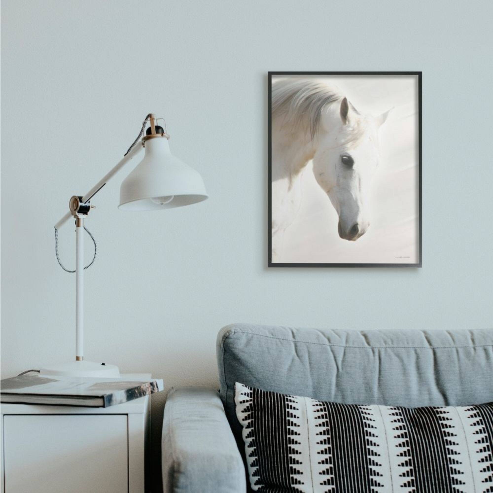 Stupell Industries White Stallion Portrait Minimal Southwestern Horse Framed Wall Art