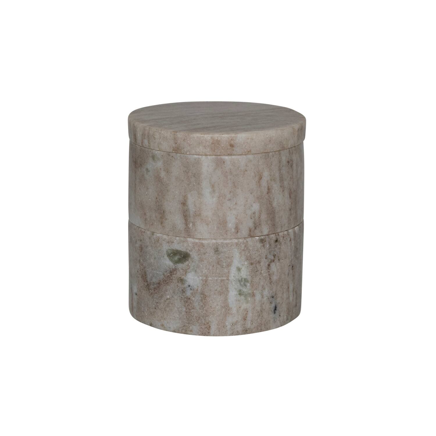 Hello Honey® 3.75" Beige Round Marble Stackable Pinch Pots with Lid