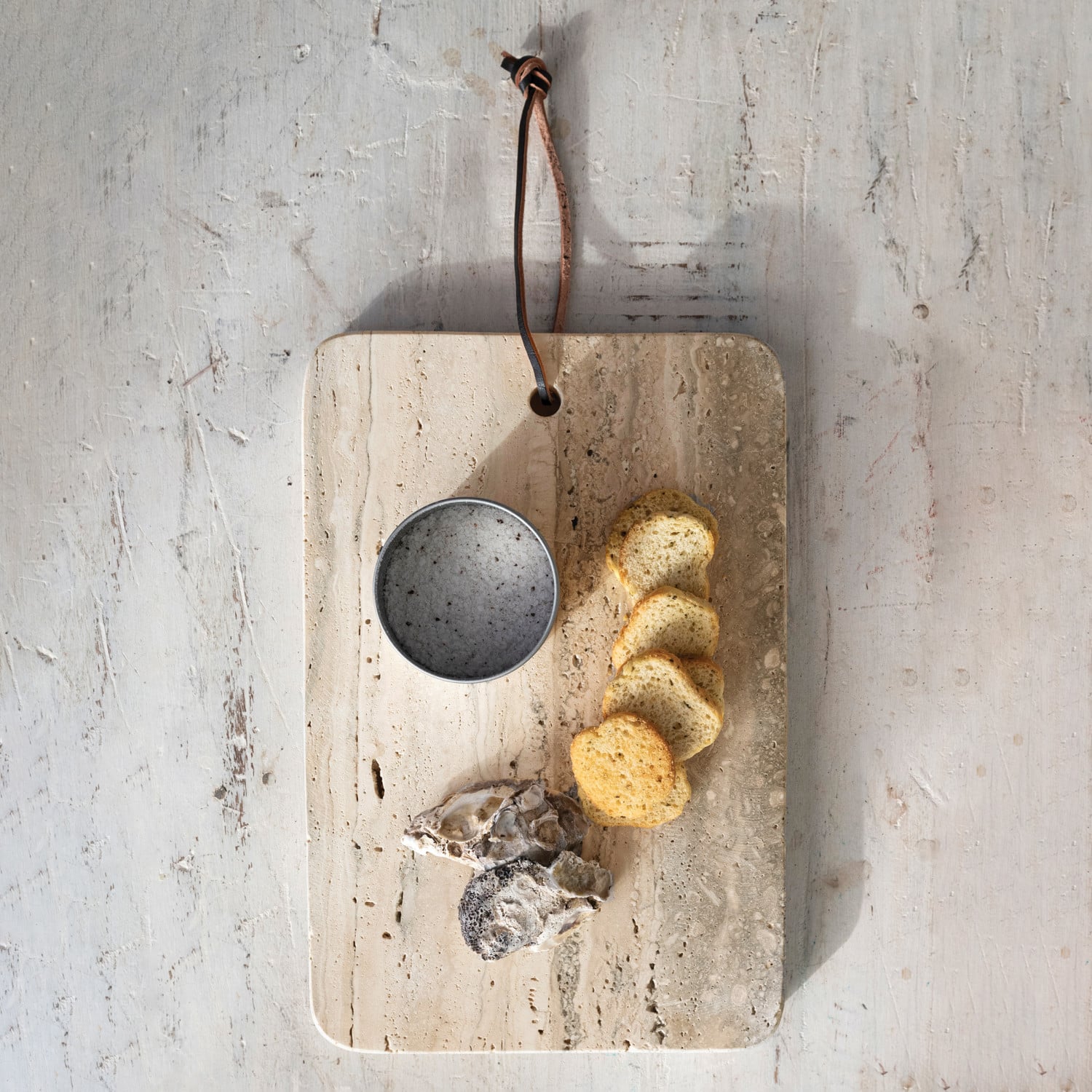 Hello Honey® 12" Travertine Cutting Board with Leather Tie