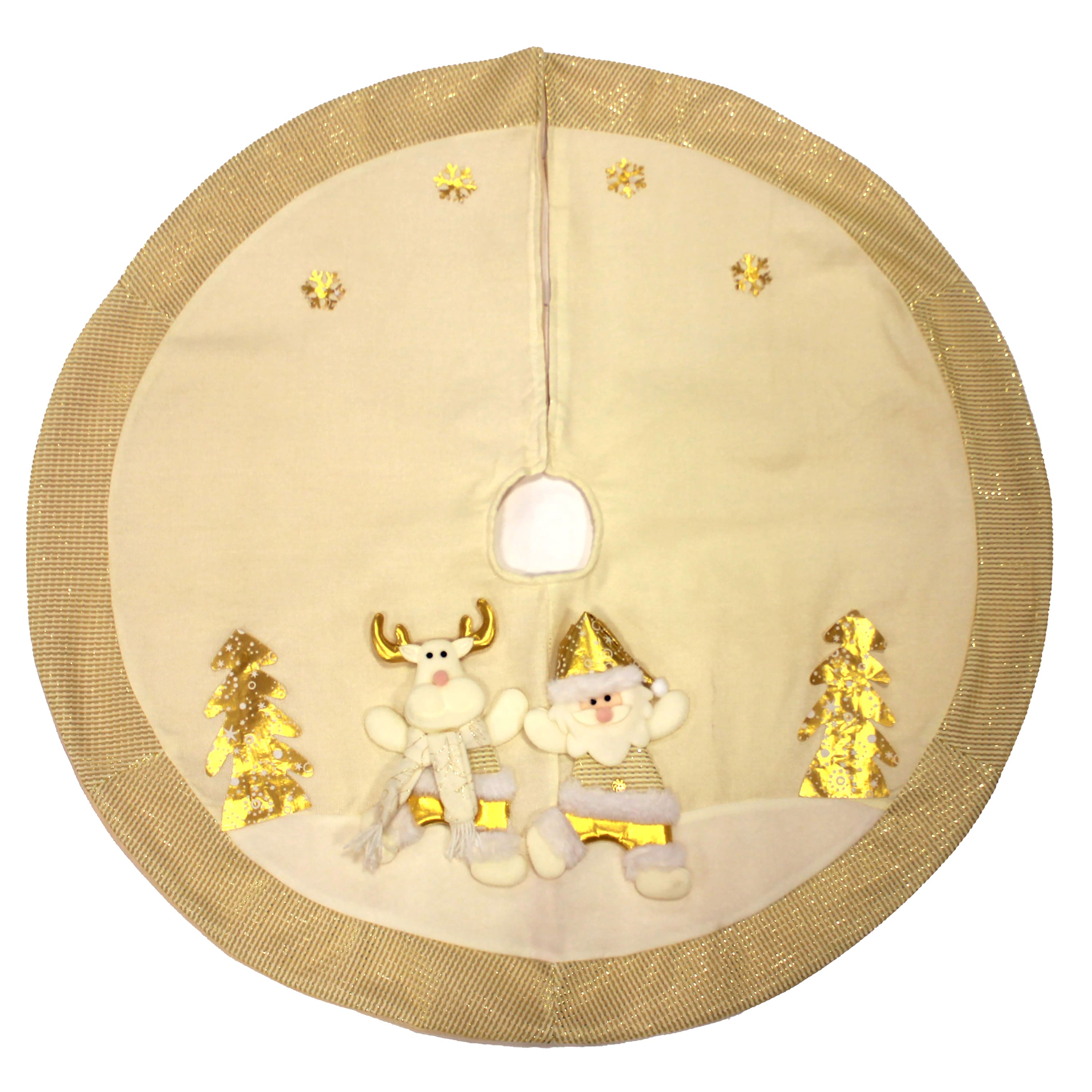 40" Reindeer & Santa Embroidered Christmas Tree Skirt