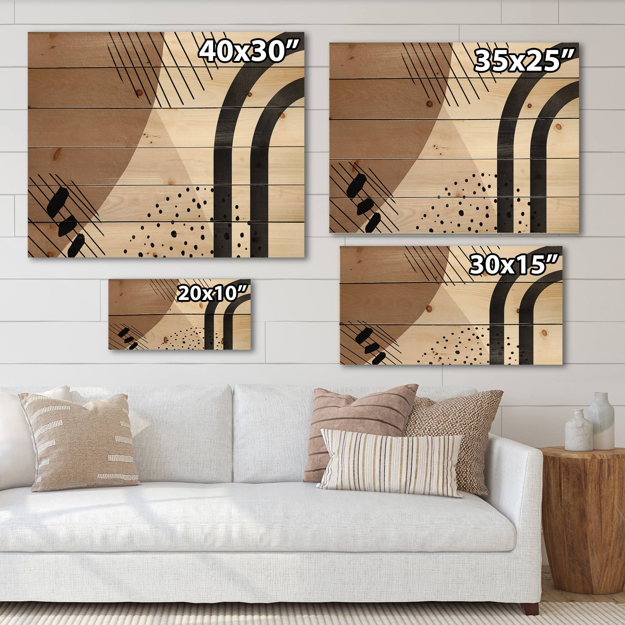 Designart - Abstract Shapes in Terracotta and Ivory Shapes I