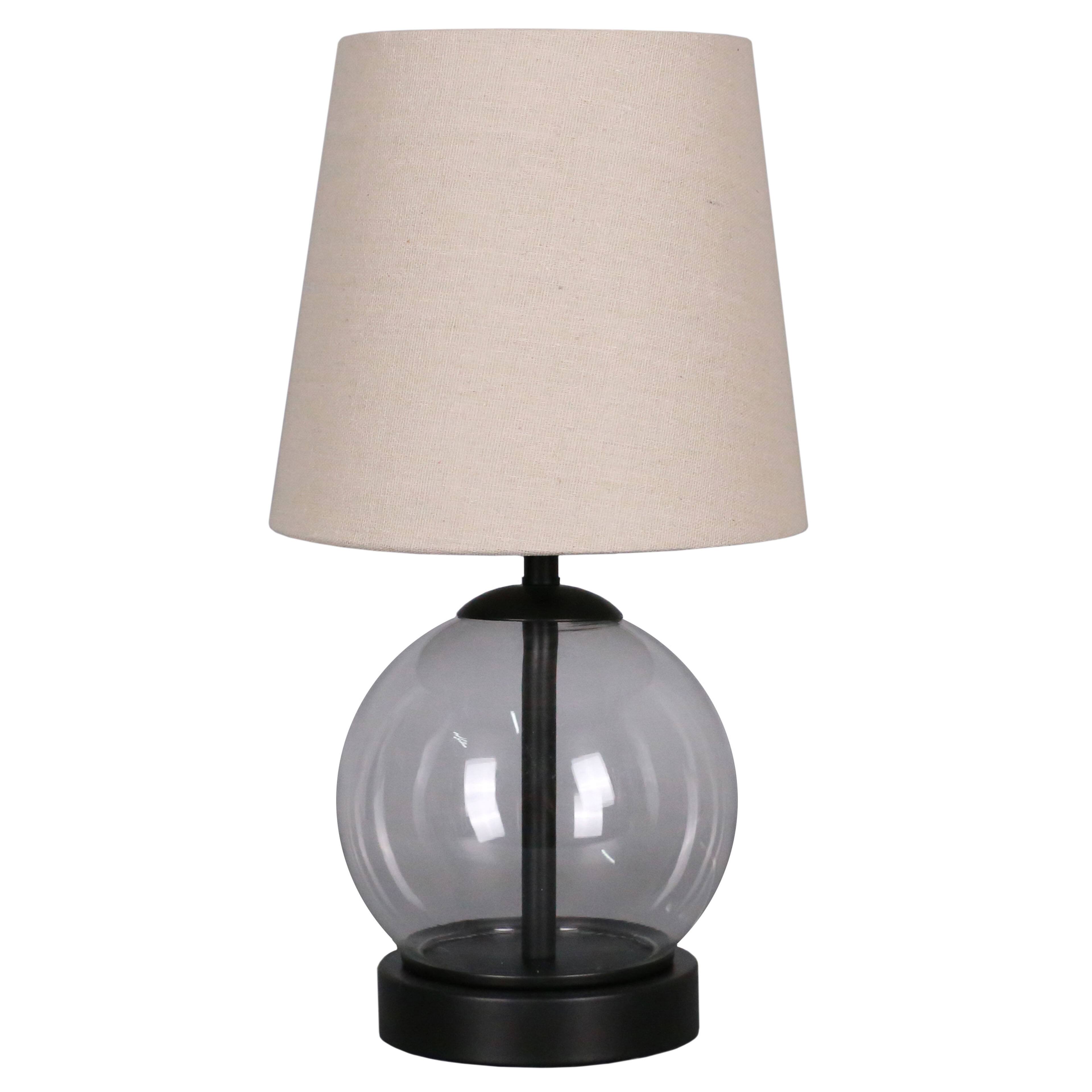 14" Black Metal & Glass Table Lamp with Natural Fabric Shade by Ashland®