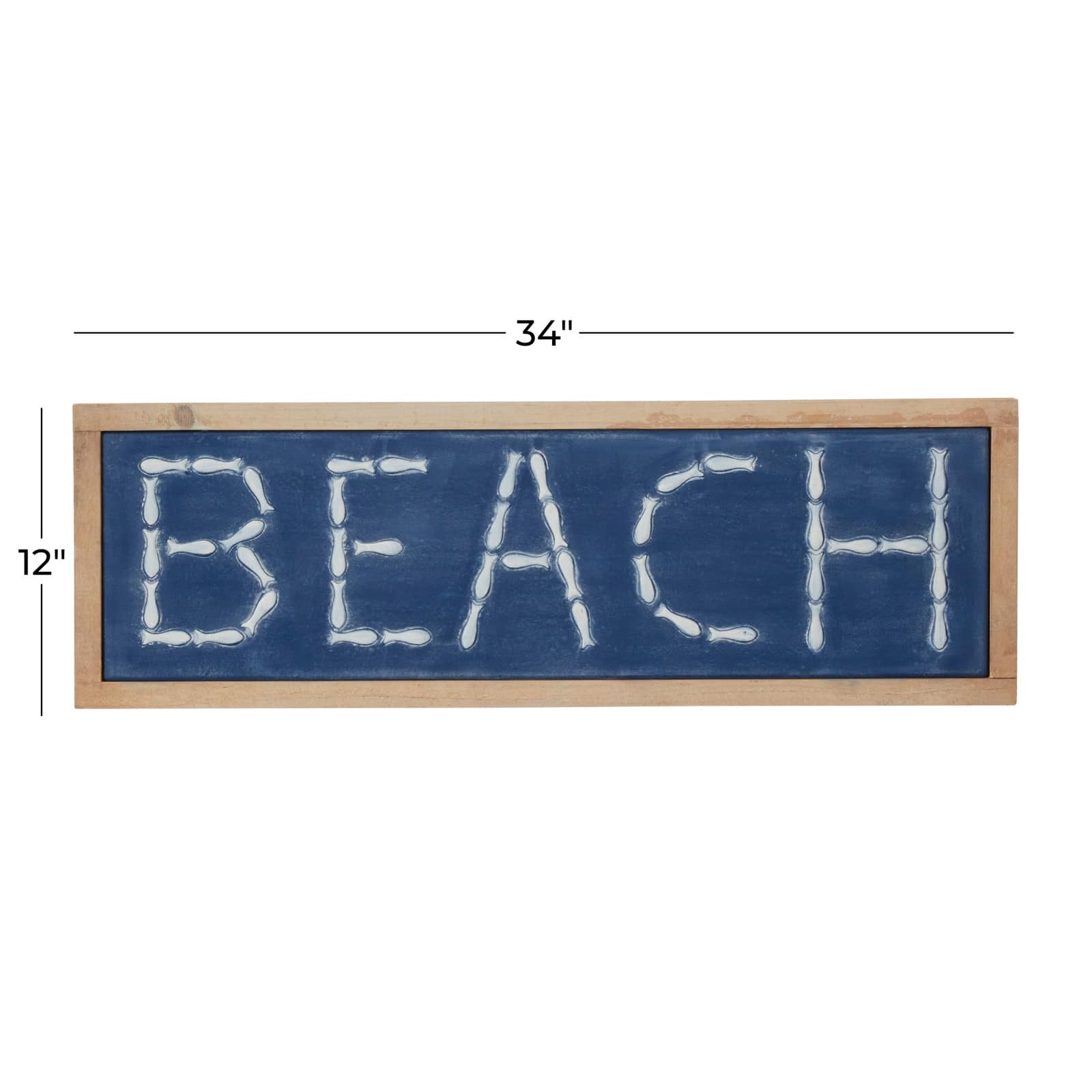 White Metal Coastal Wall Decor, 12" x 34" x 1"