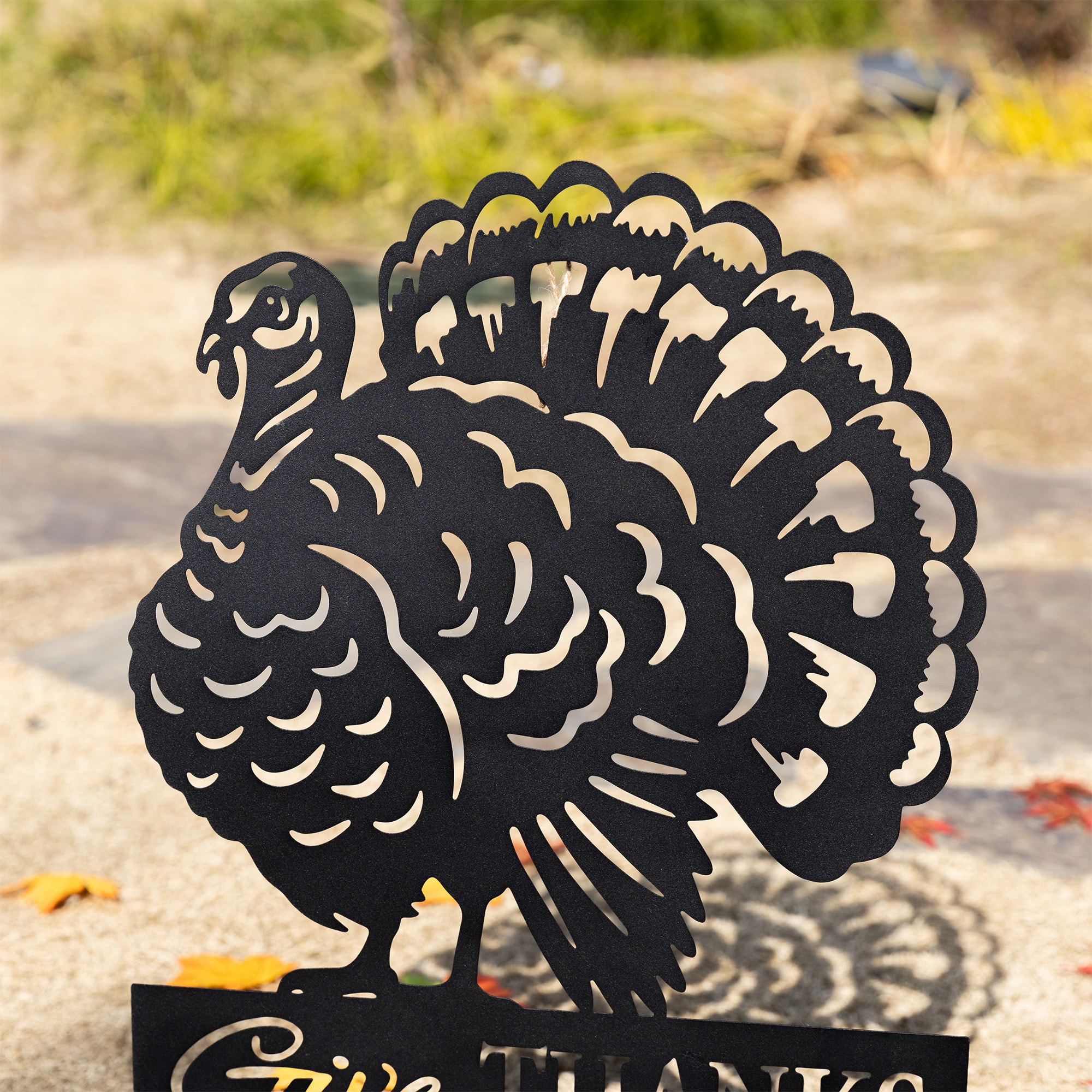 Glitzhome® 30" Thanksgiving Metal Silhouette Turkey Yard Stake