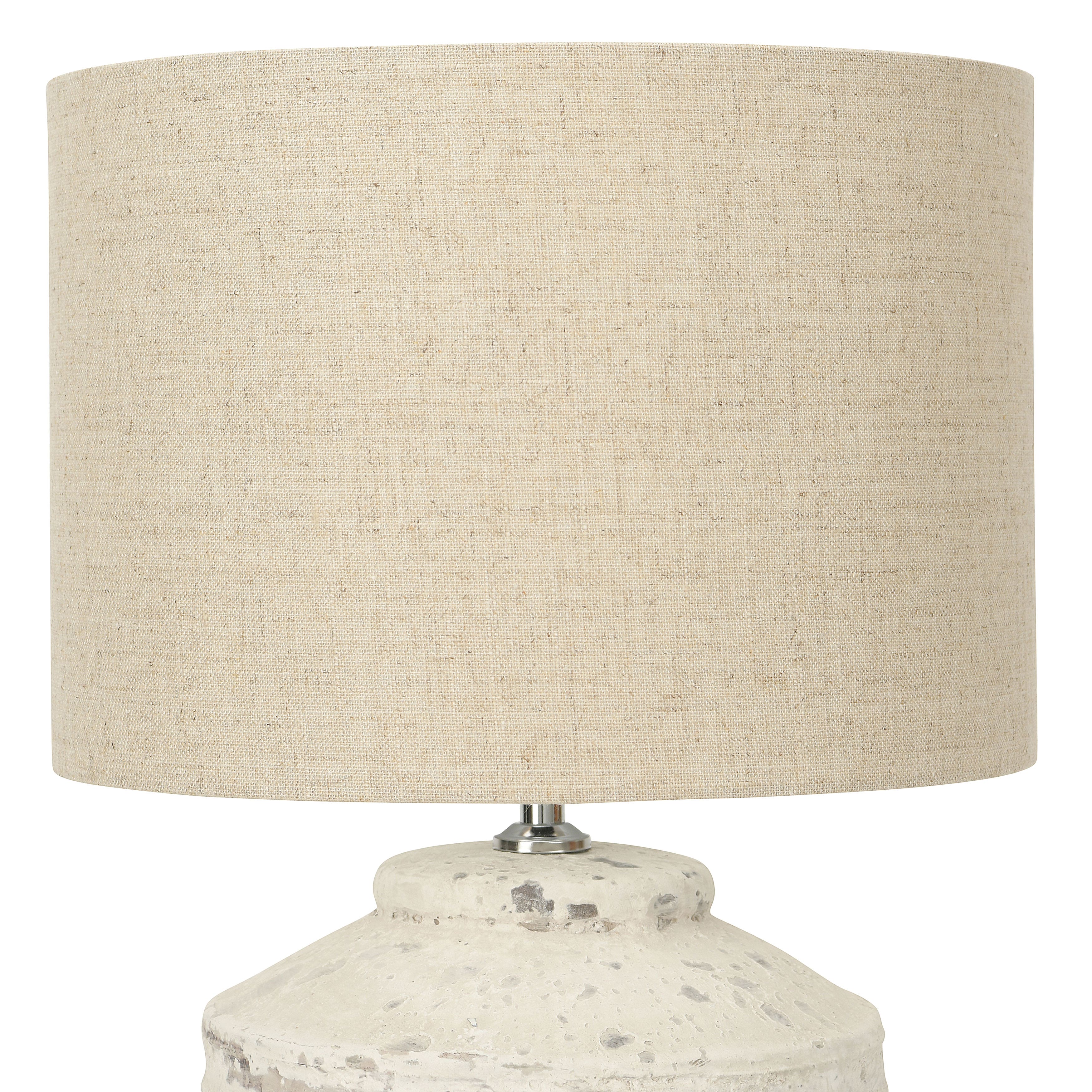 Hello Honey® 19.5" Distressed Cream Cement Table Lamp with Linen Shade