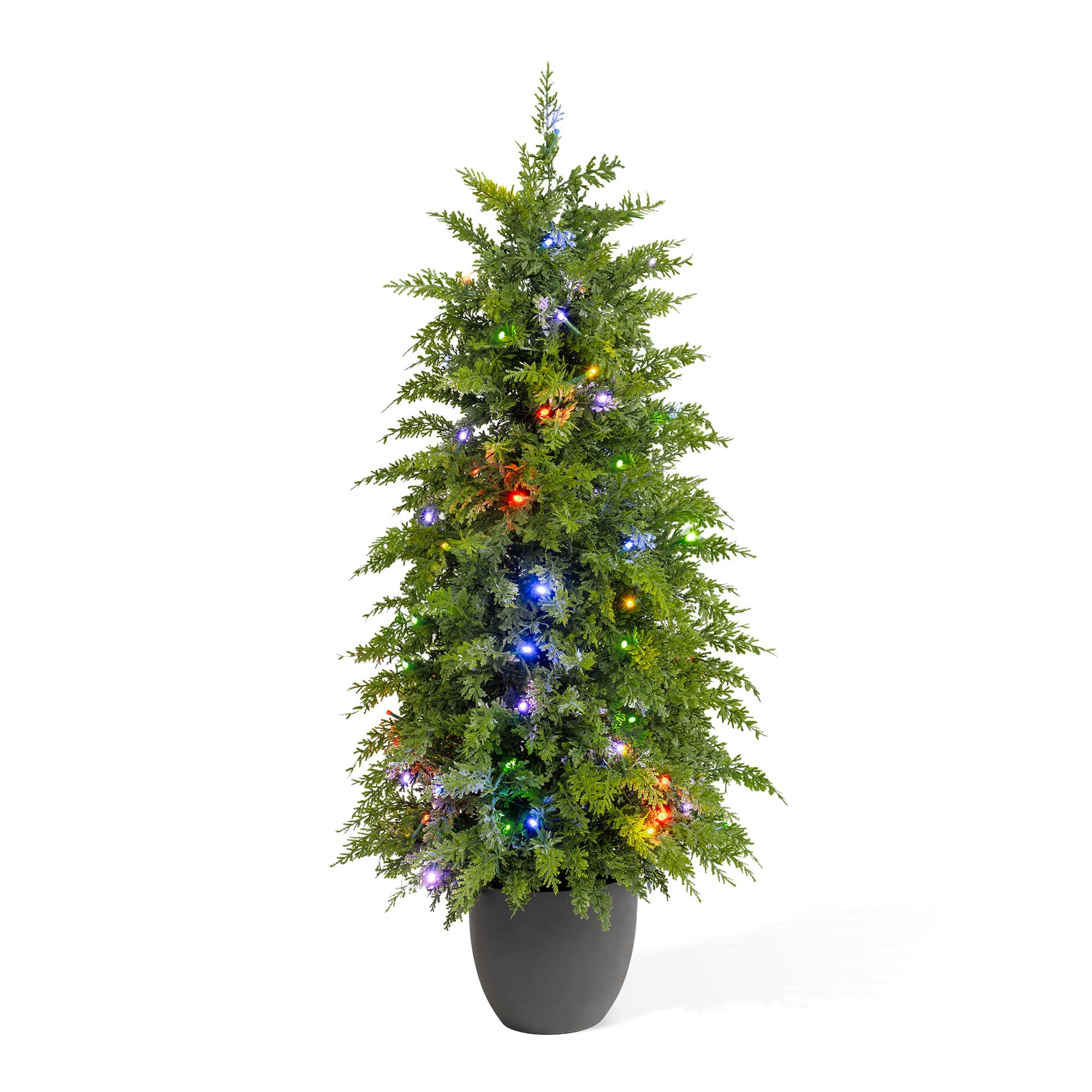 Glitzhome® 3ft. Pre-Lit Cedar Artificial Christmas Porch Tree, Warm White & Multicolor LED Lights