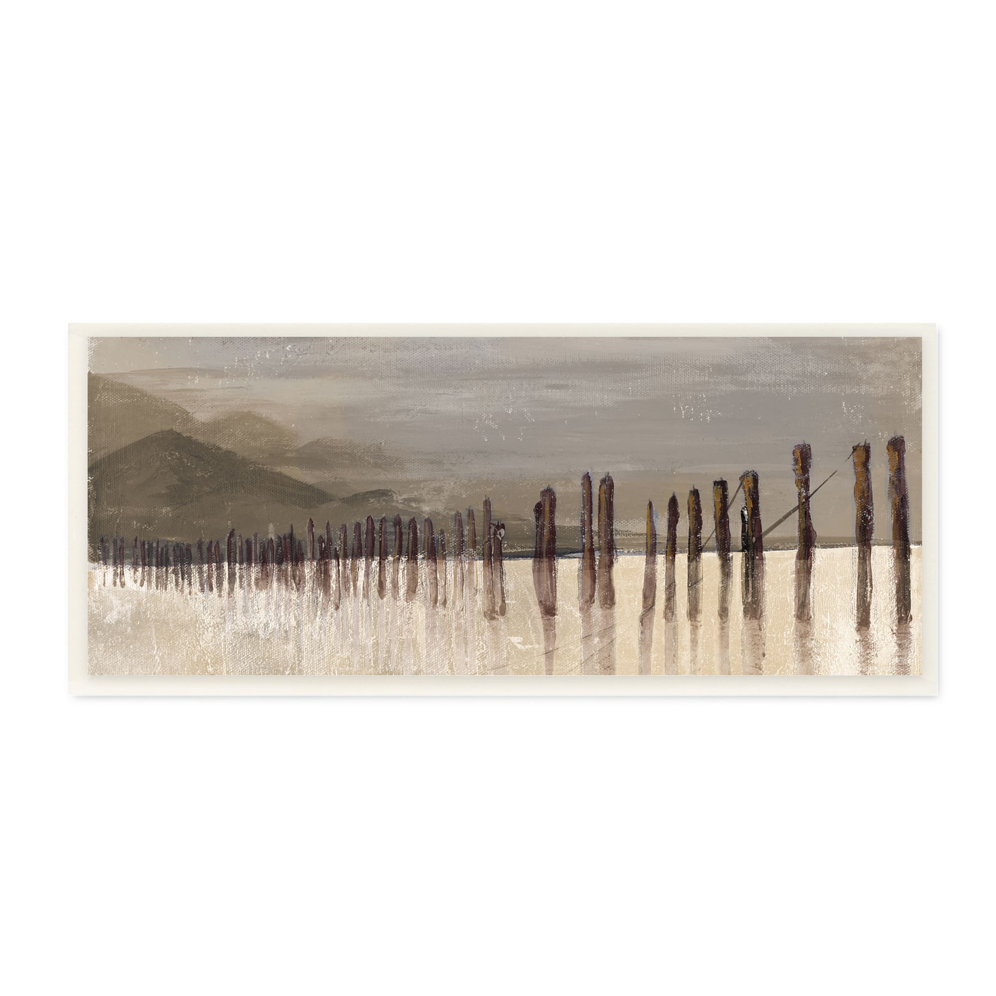 Stupell Industries Abstract Mountain Range Wooden Pillars Monochromatic Brown, 7" x 17"