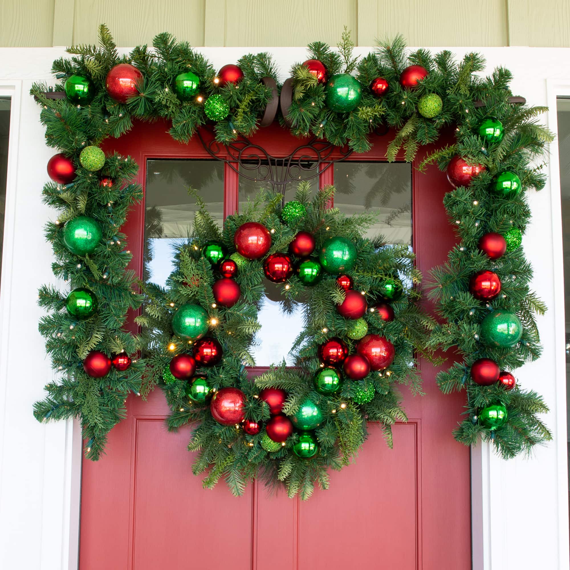 Village Lighting 30" Pre-Lit Christmas Cheer Wreath, Clear LED Lights