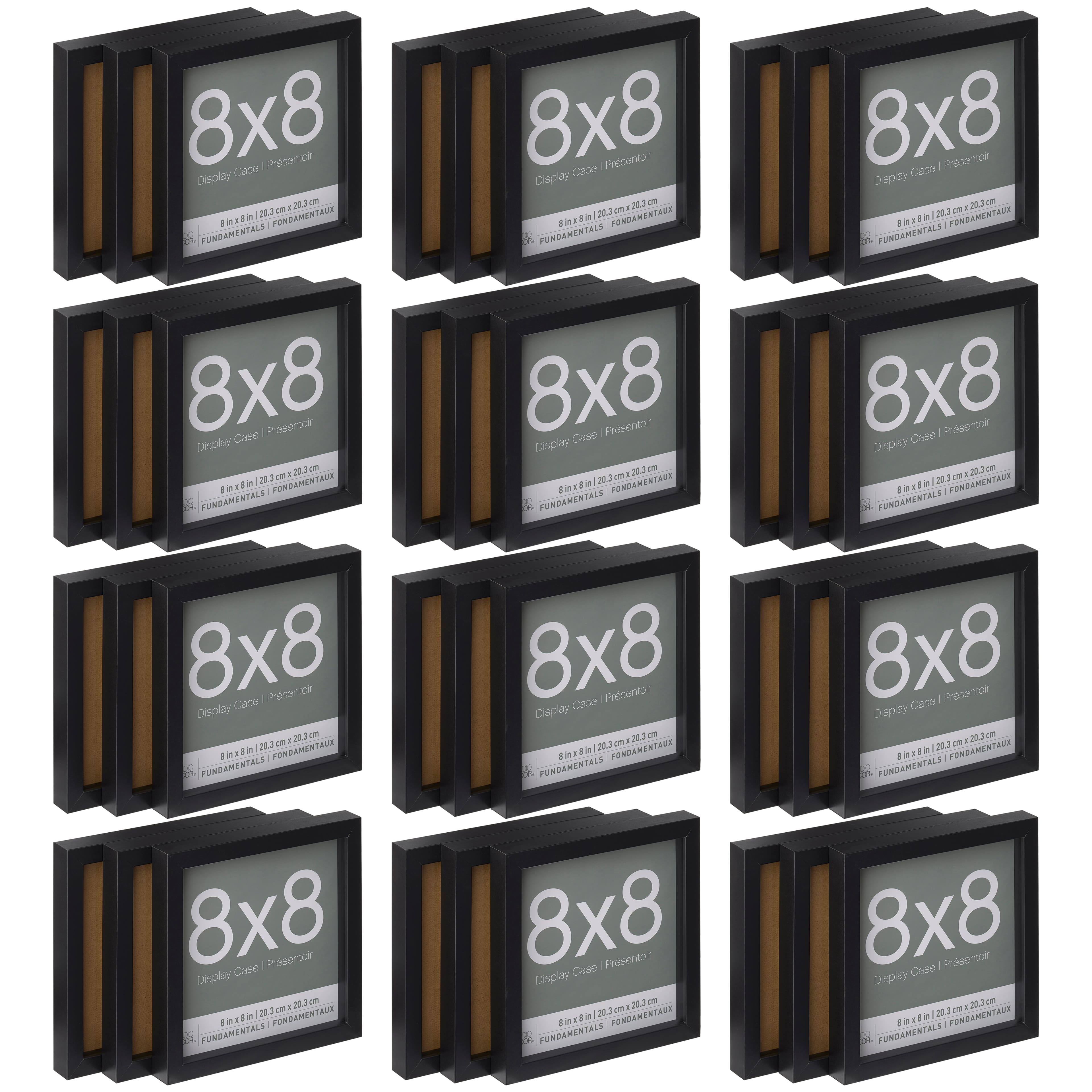 12 Pack: 3 ct. (36 total) Black 8" x 8" Display Cases, Fundamentals by Studio Décor®