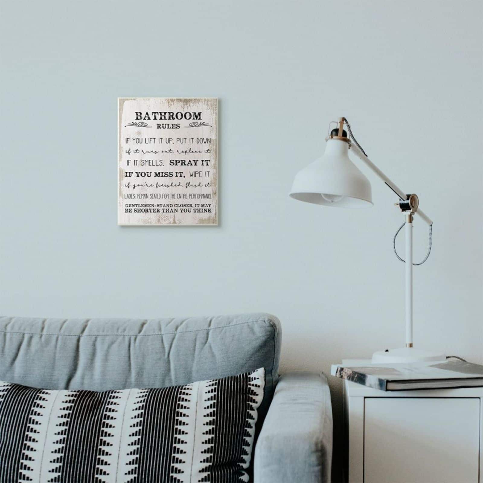 Stupell Industries Bathroom Rules Wood Wall Plaque