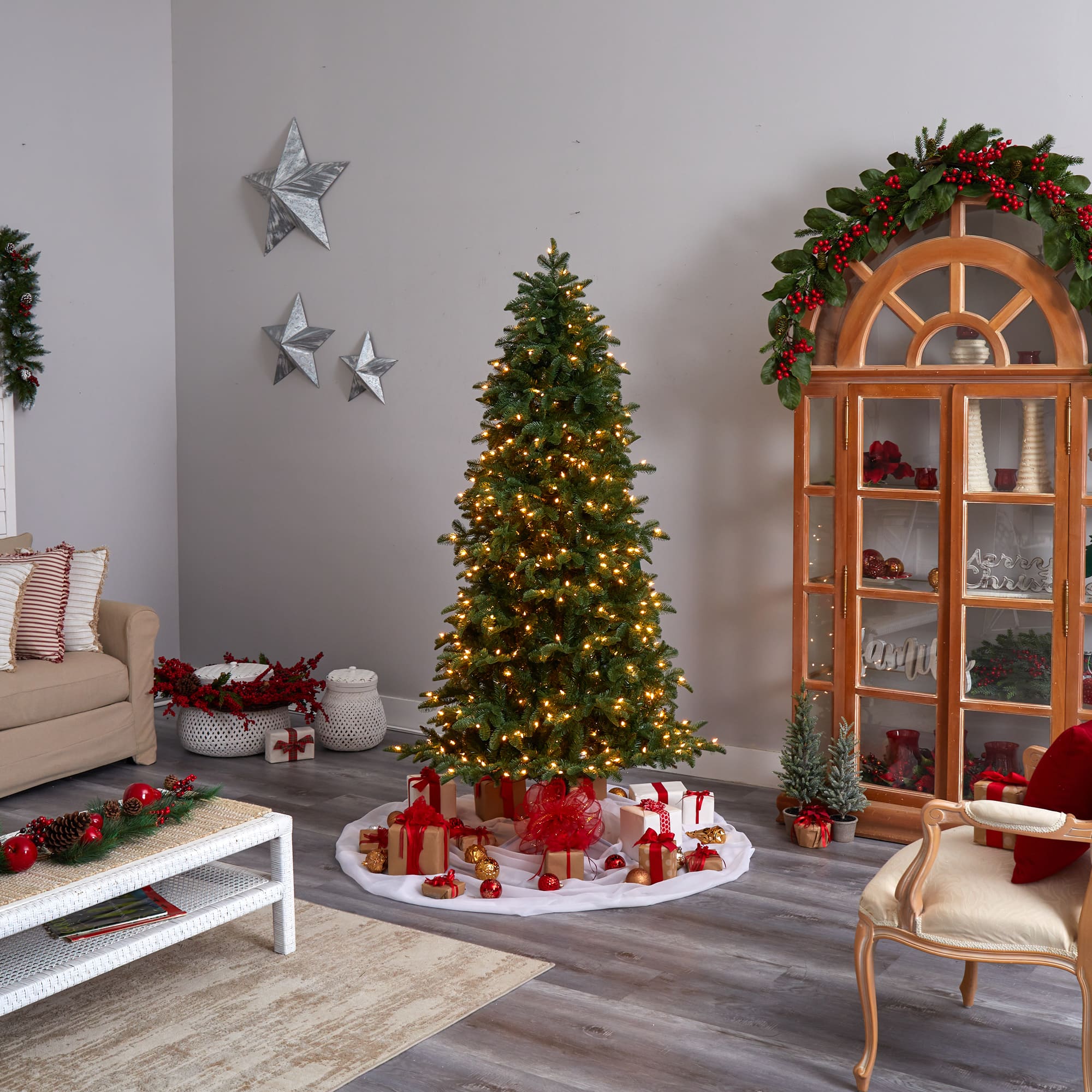7ft. Pre-Lit South Carolina Fir Artificial Christmas Tree, Clear Lights