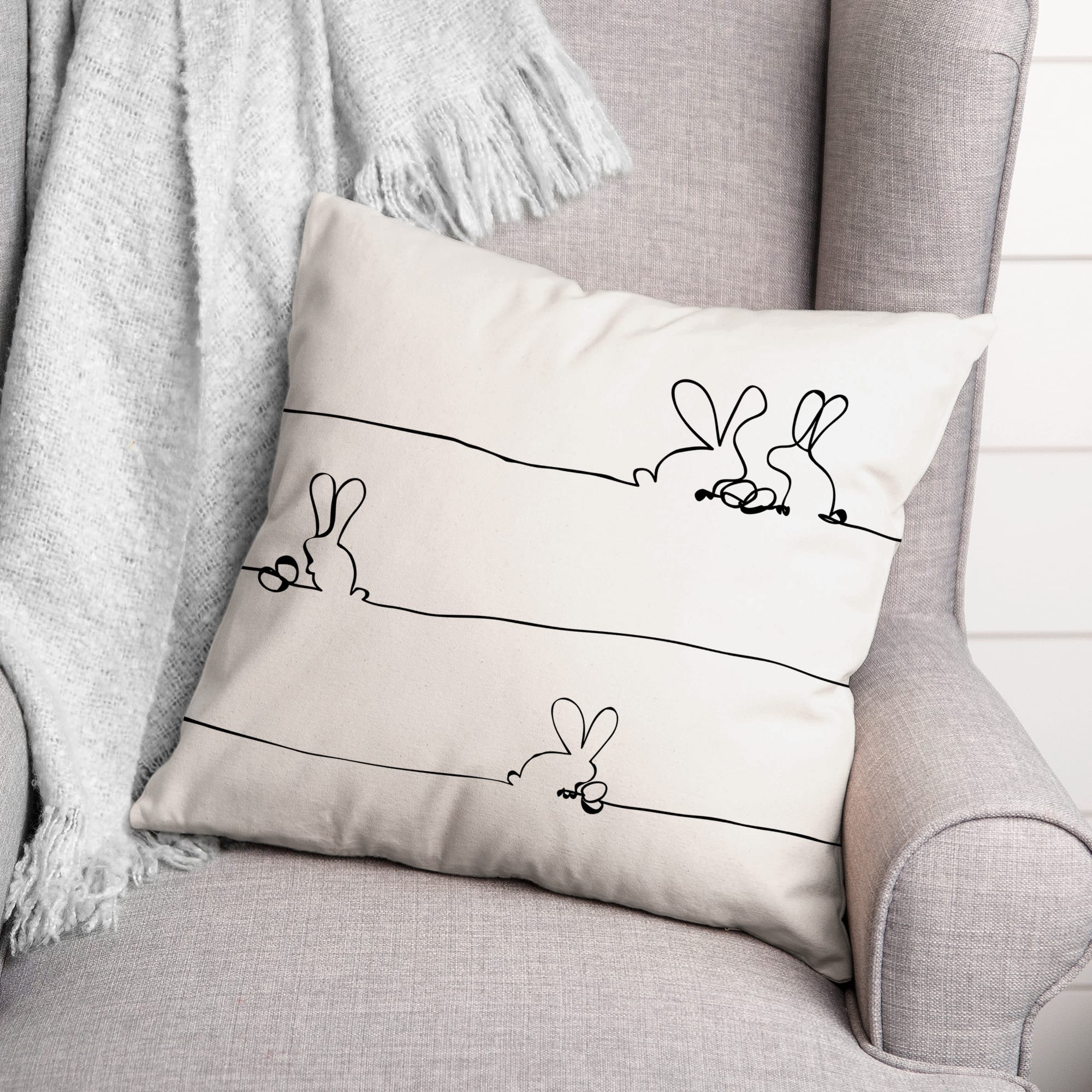 Easter Bunnies Design Pillow 2 18" x 18" Throw Pillow