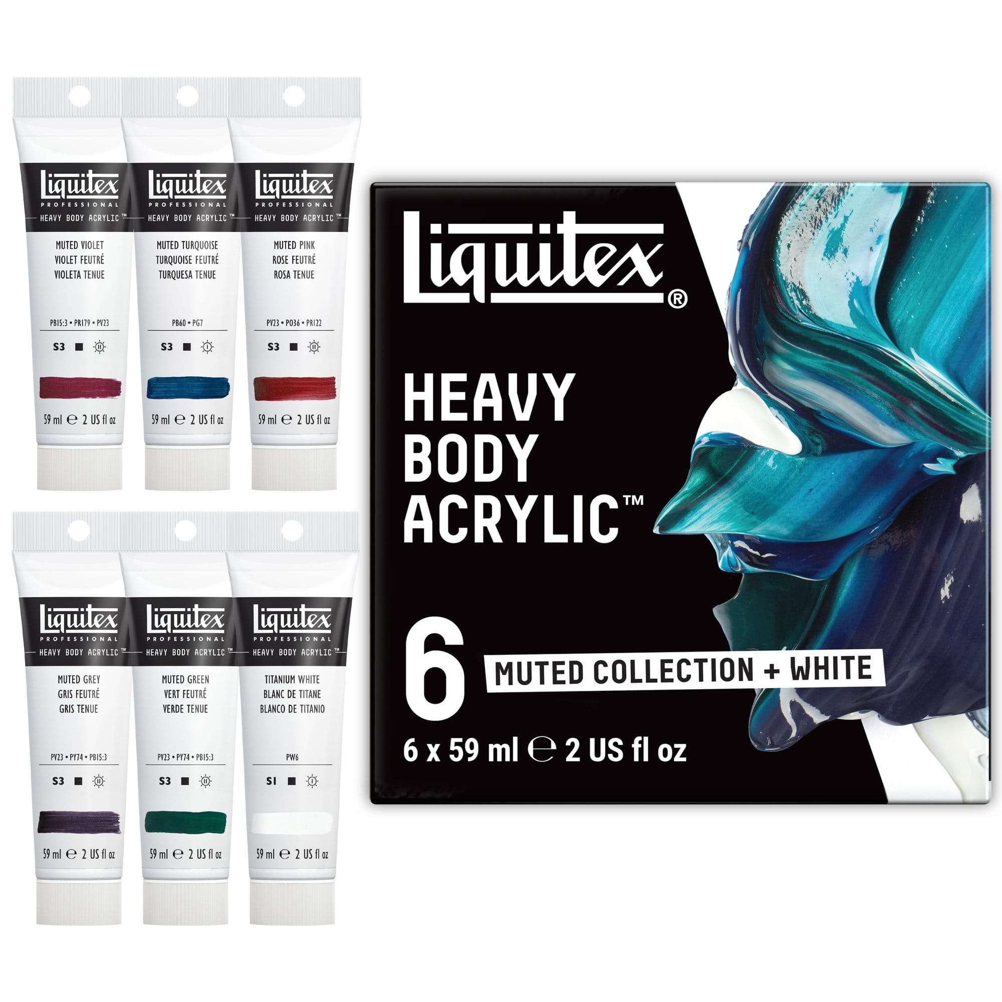 Liquitex® 6 Muted + White Heavy Body Acrylic Paint Set