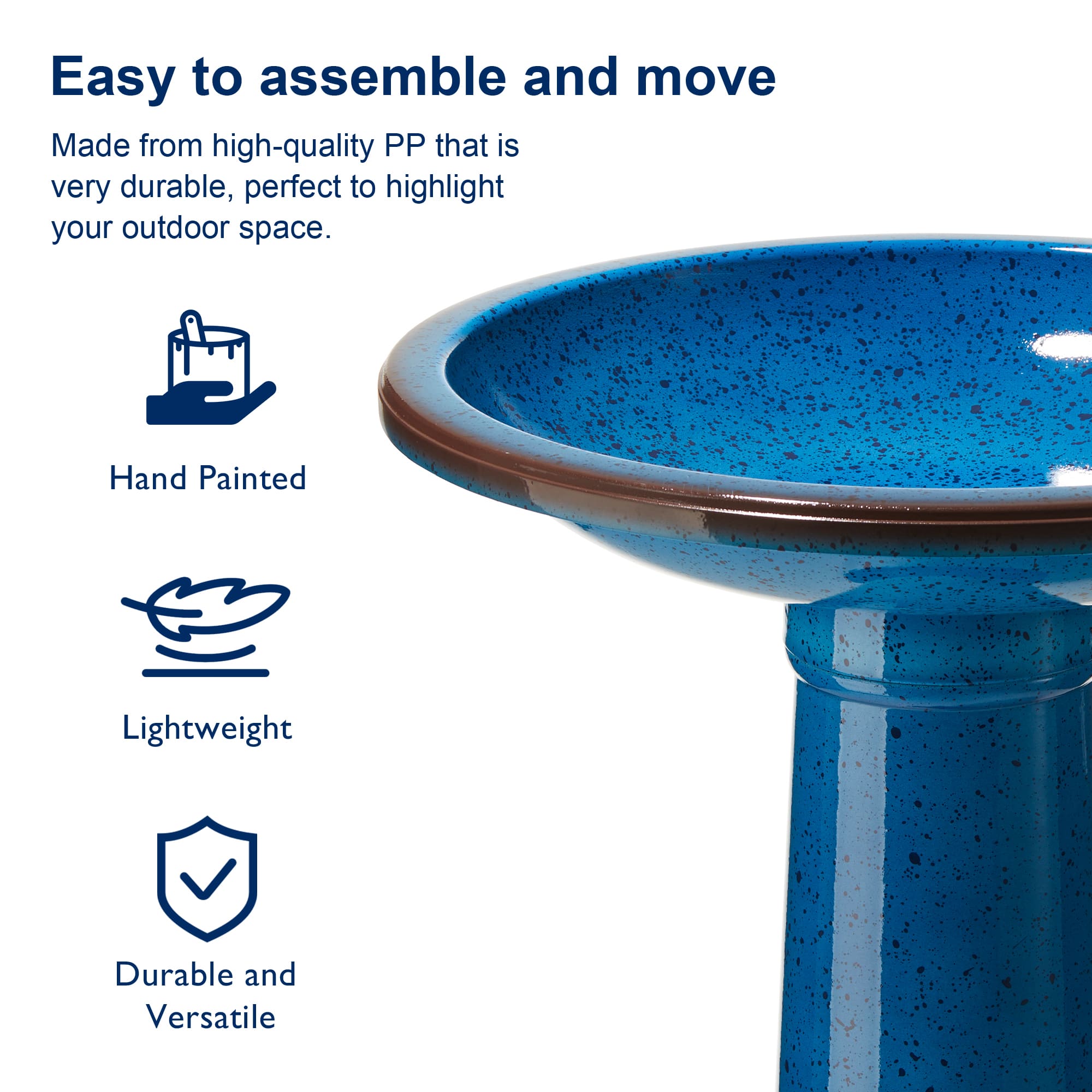 Glitzhome® 21.5" Faux Ceramic Tall Pedestal Birdbath