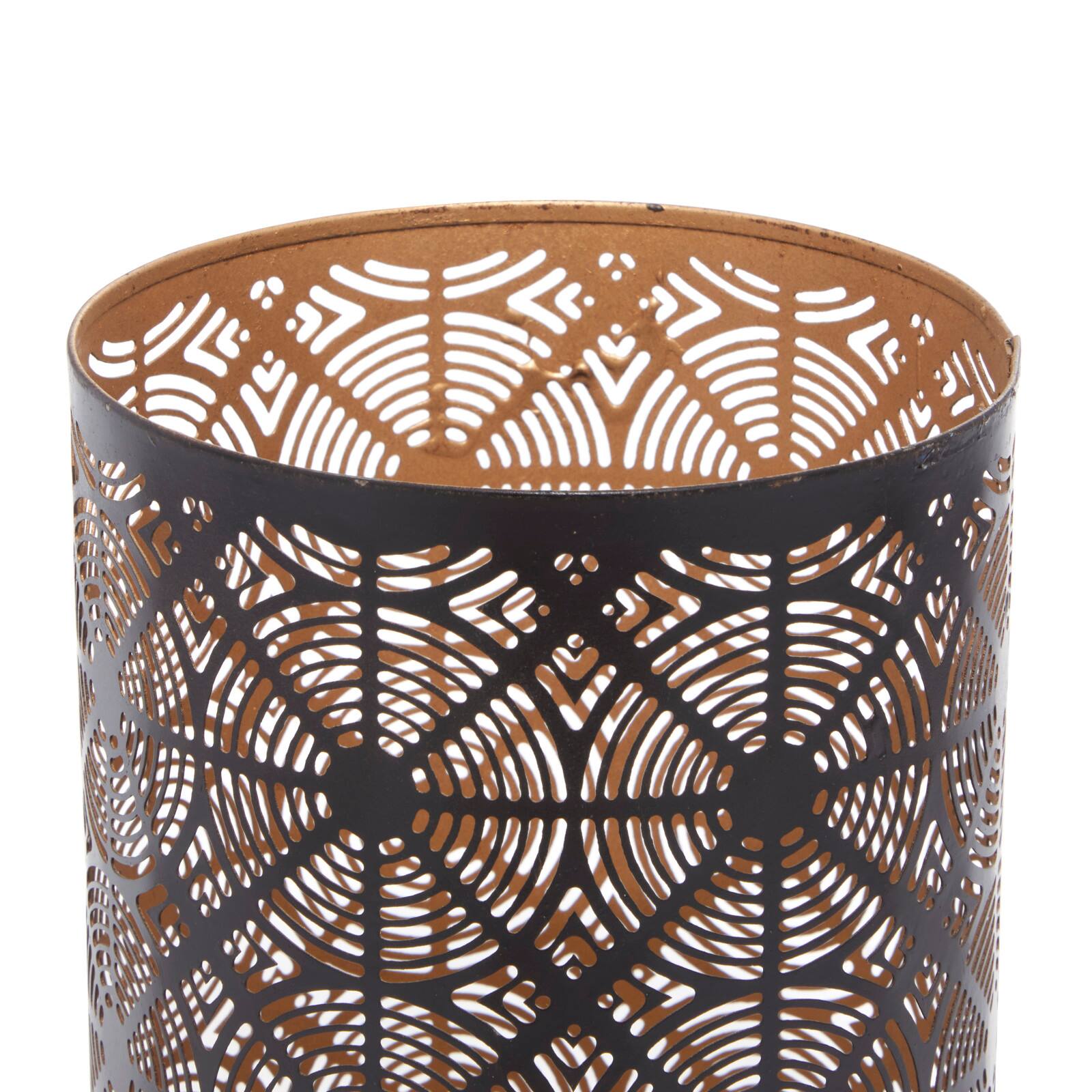 Set of 3" Brown Metal Eclectic Lantern, 12", 10", 6"