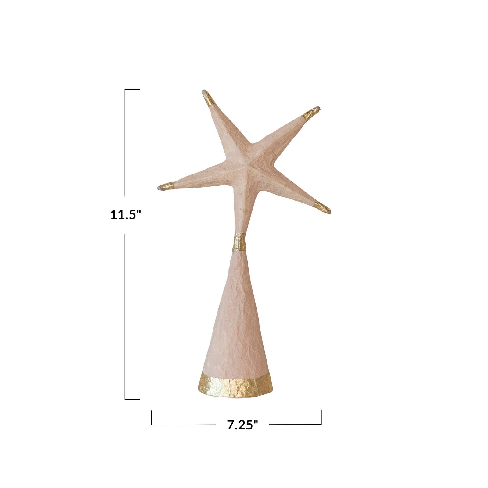 Hello Honey® 11.5" Hand-Painted Paper Mache Star Tree Topper with Gold Foil