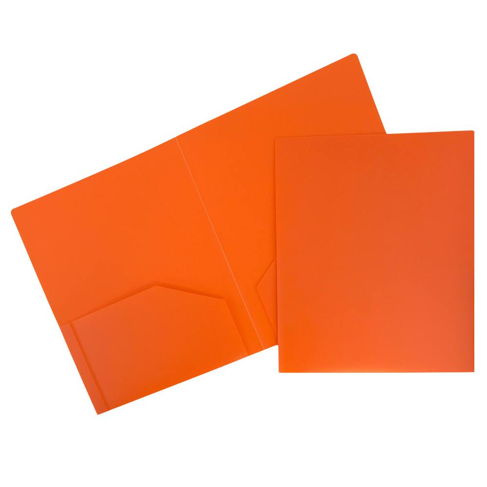 JAM Paper Heavy Duty Plastic 2-Pocket Folders, 6ct.