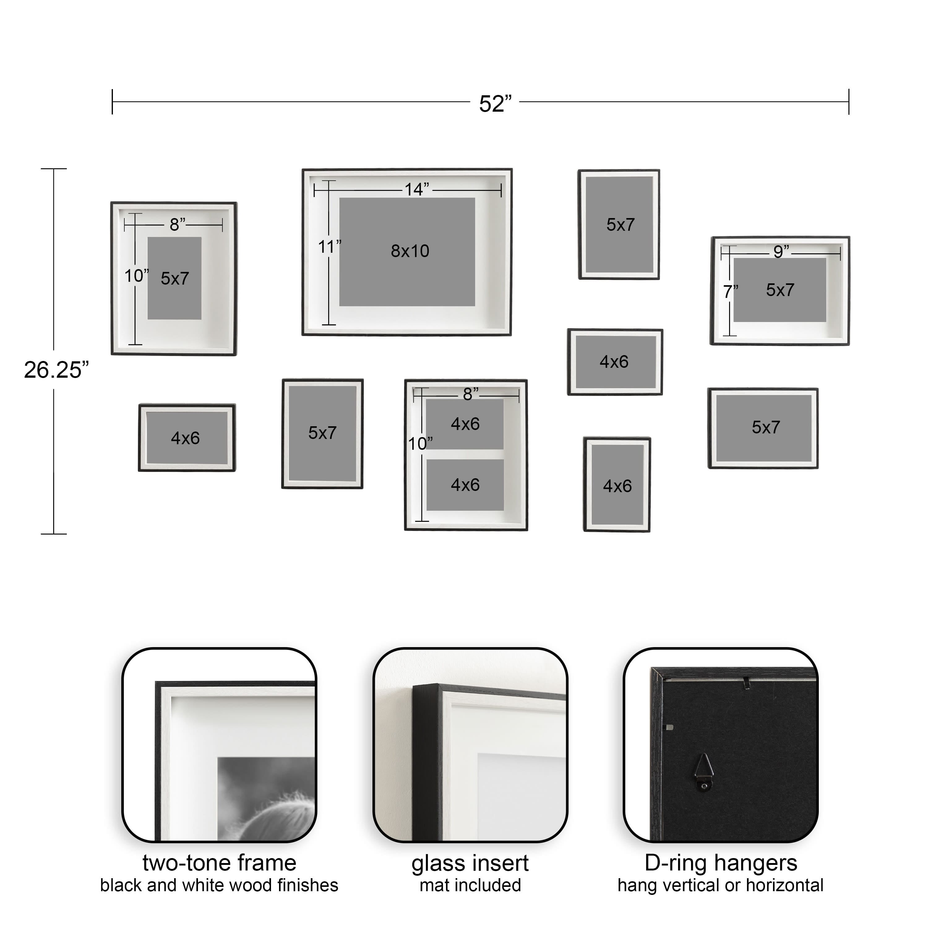Kate and Laurel Gibson Wall Photo Frames Set