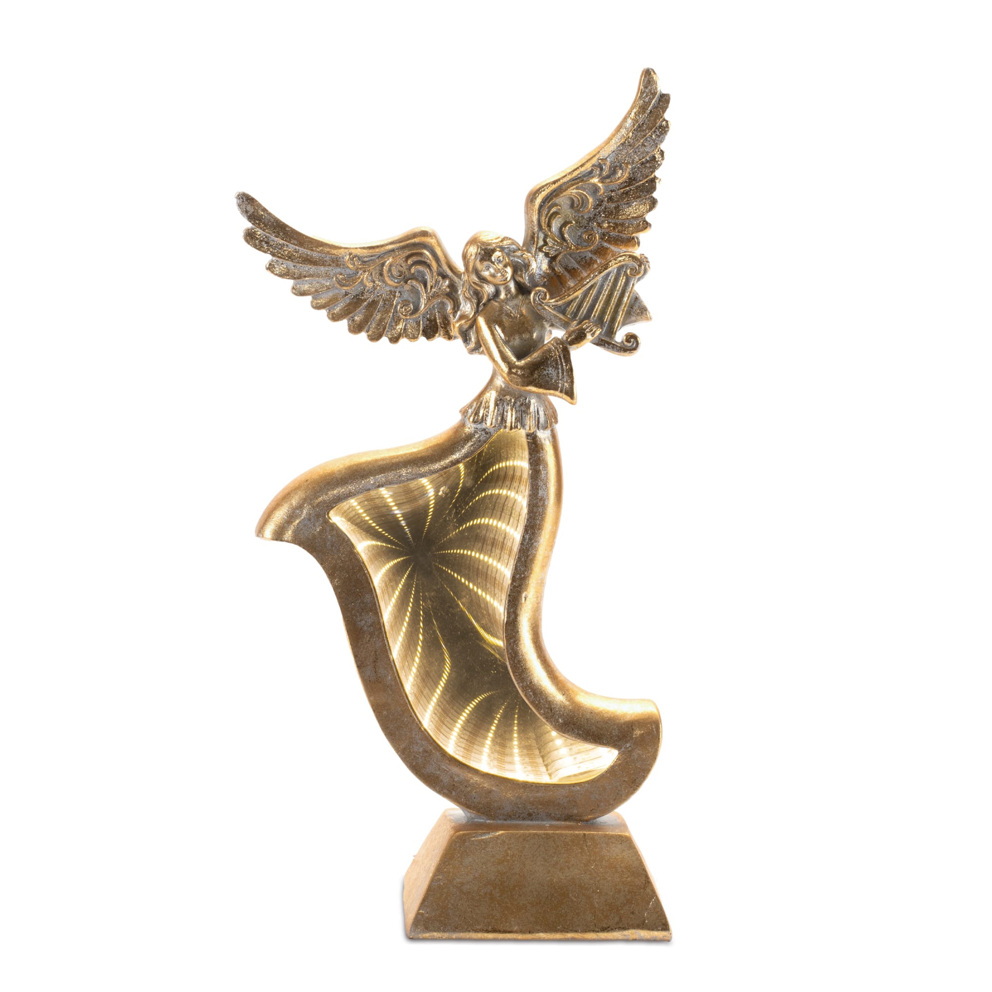 Melrose Gold Angel Figurines with EkkoLight Dress Set