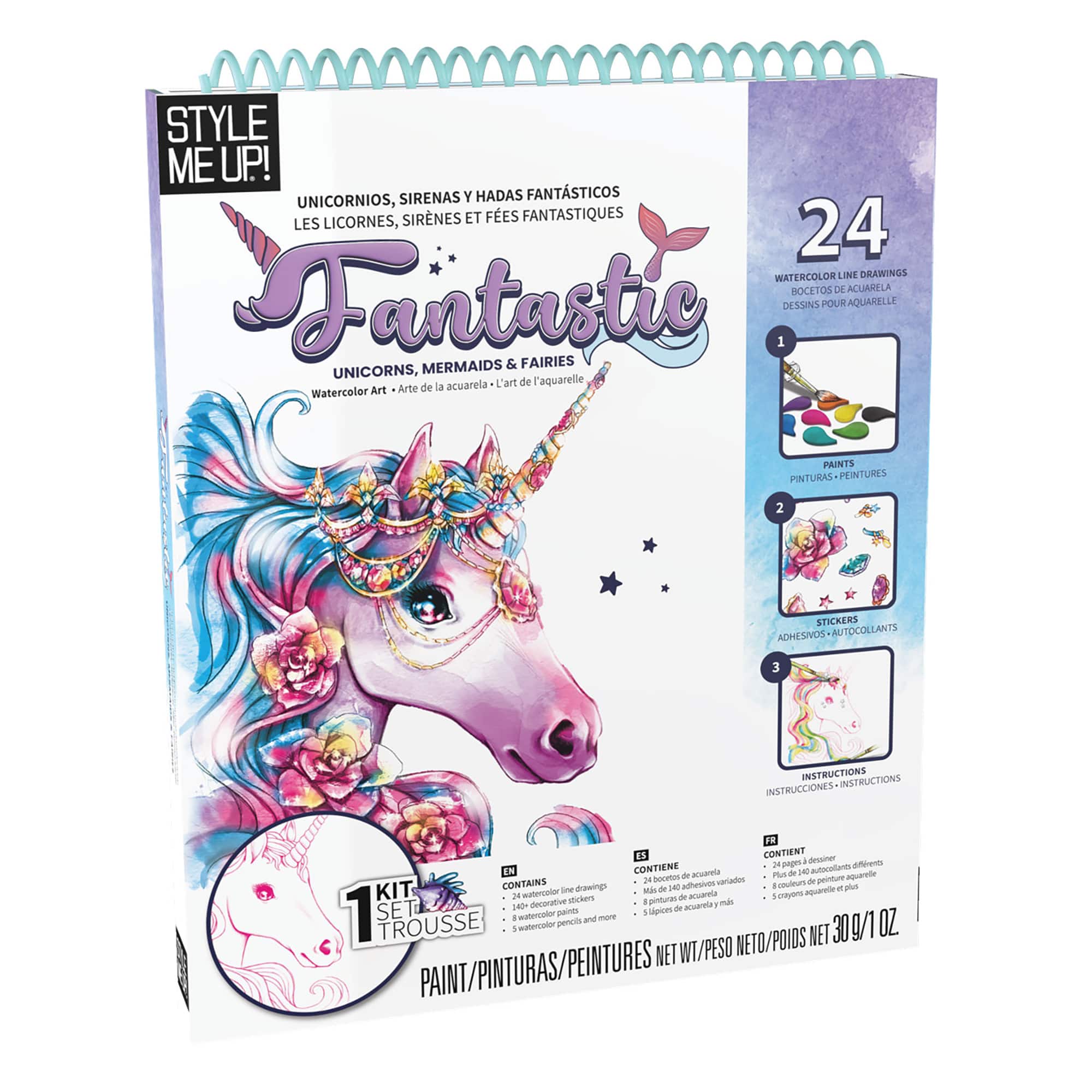 Style Me Up! Fantastic Unicorn, Mermaids & Fairies Watercolor Paint Kit