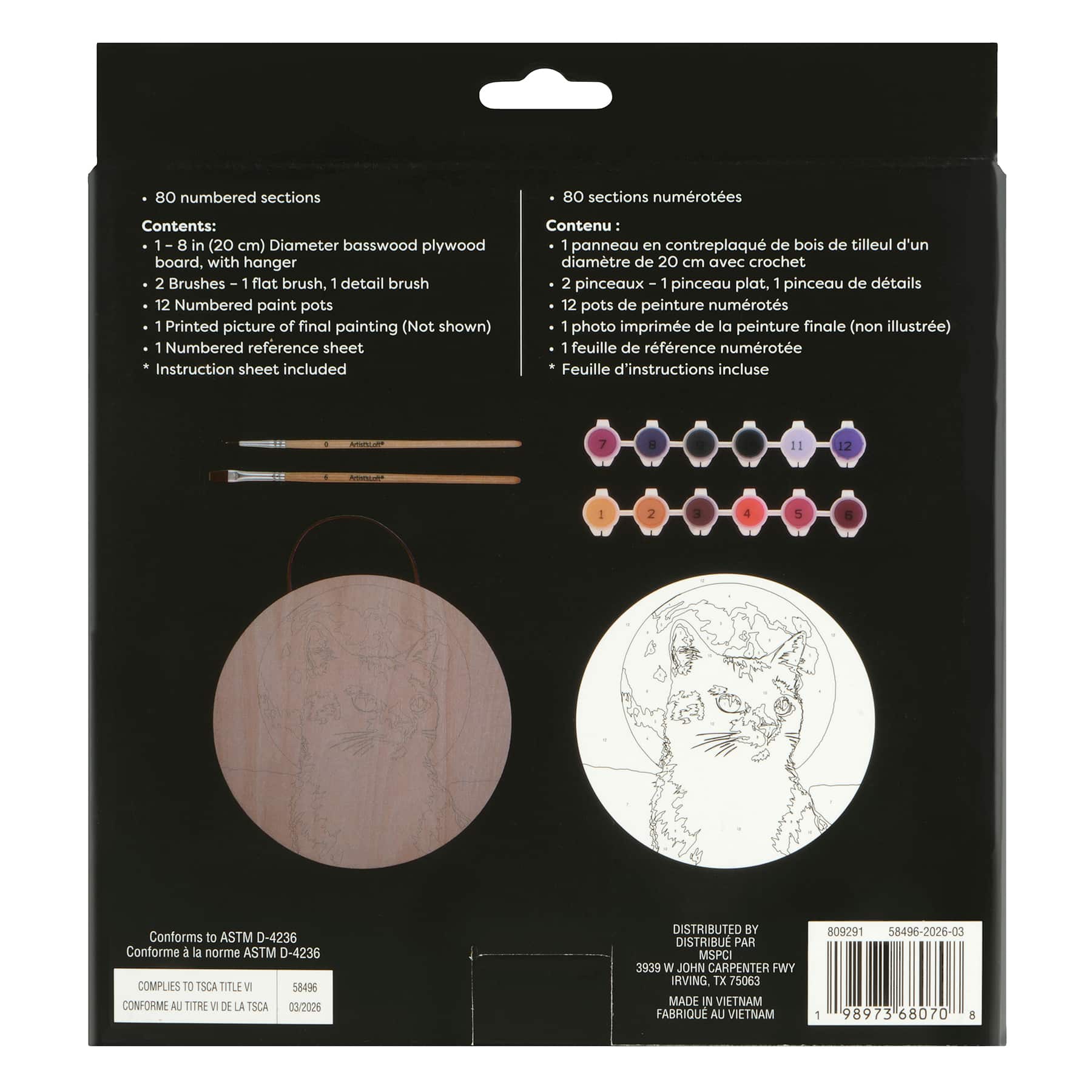 8" Black Cat & Moon Paint-by-Number Plywood Surface Kit by Artist's Loft®