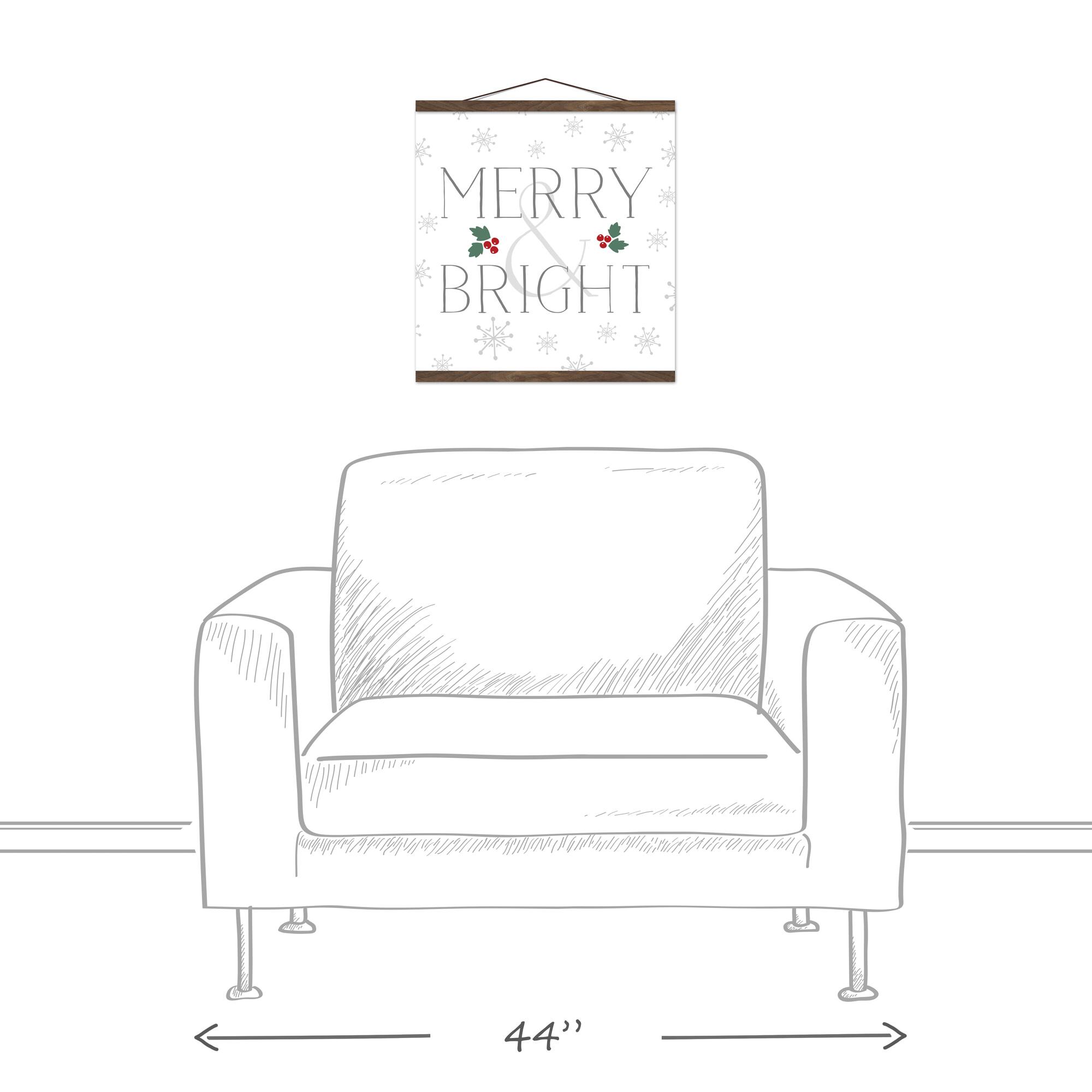 Merry and Bright 16x16 Teak Hanging Canvas