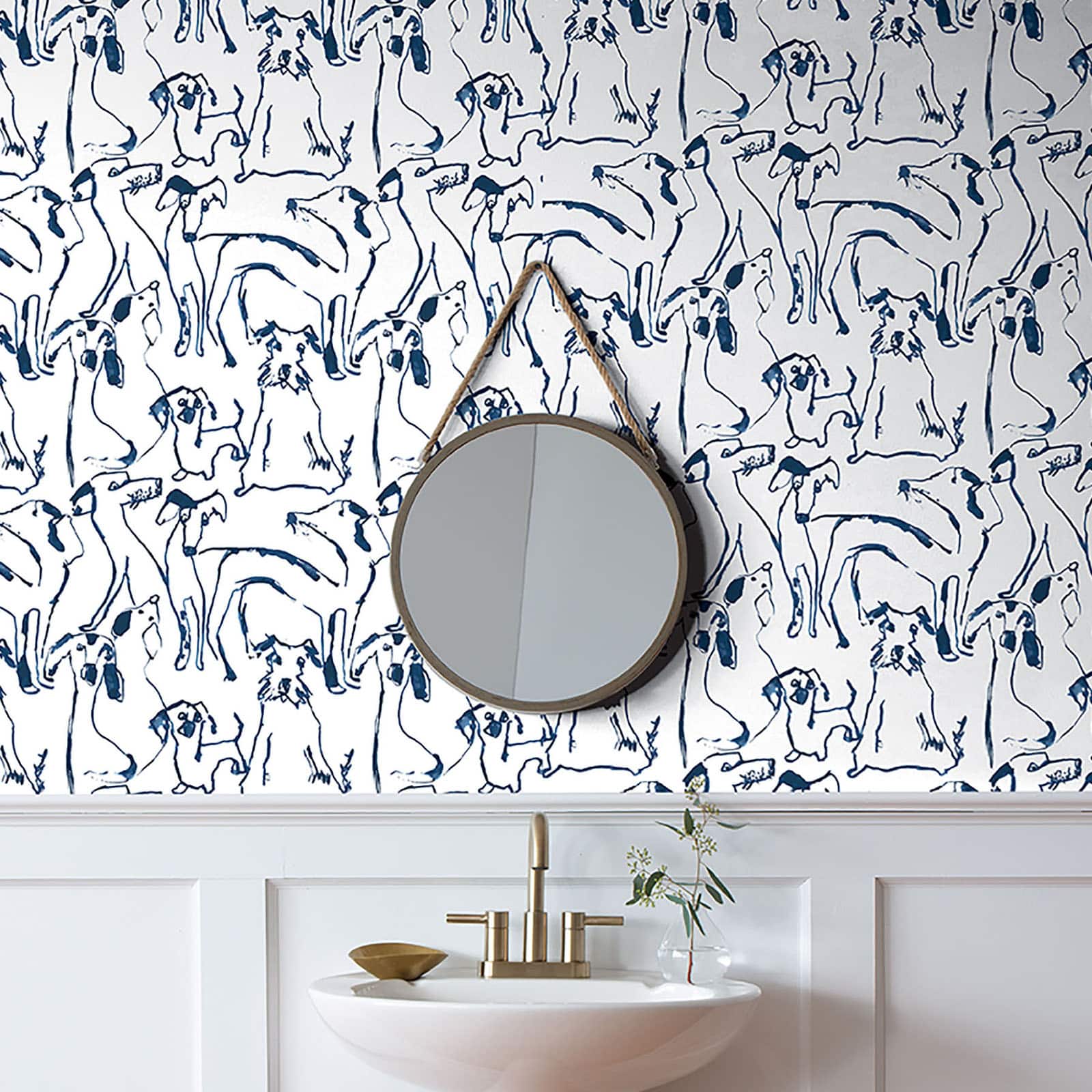 Surface Style Dog Doodle Ink Peel & Stick Wallpaper