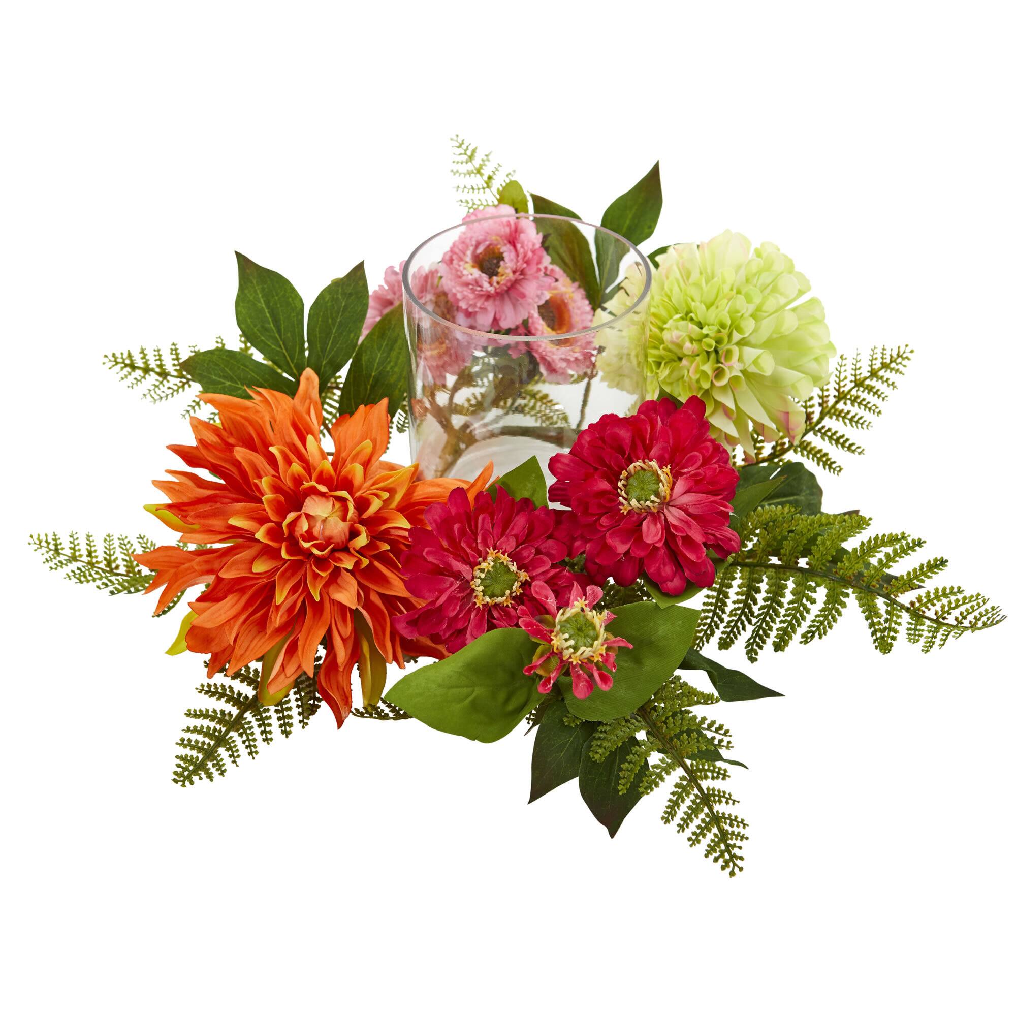 6" Mixed Floral & Dahlia Candelabrum