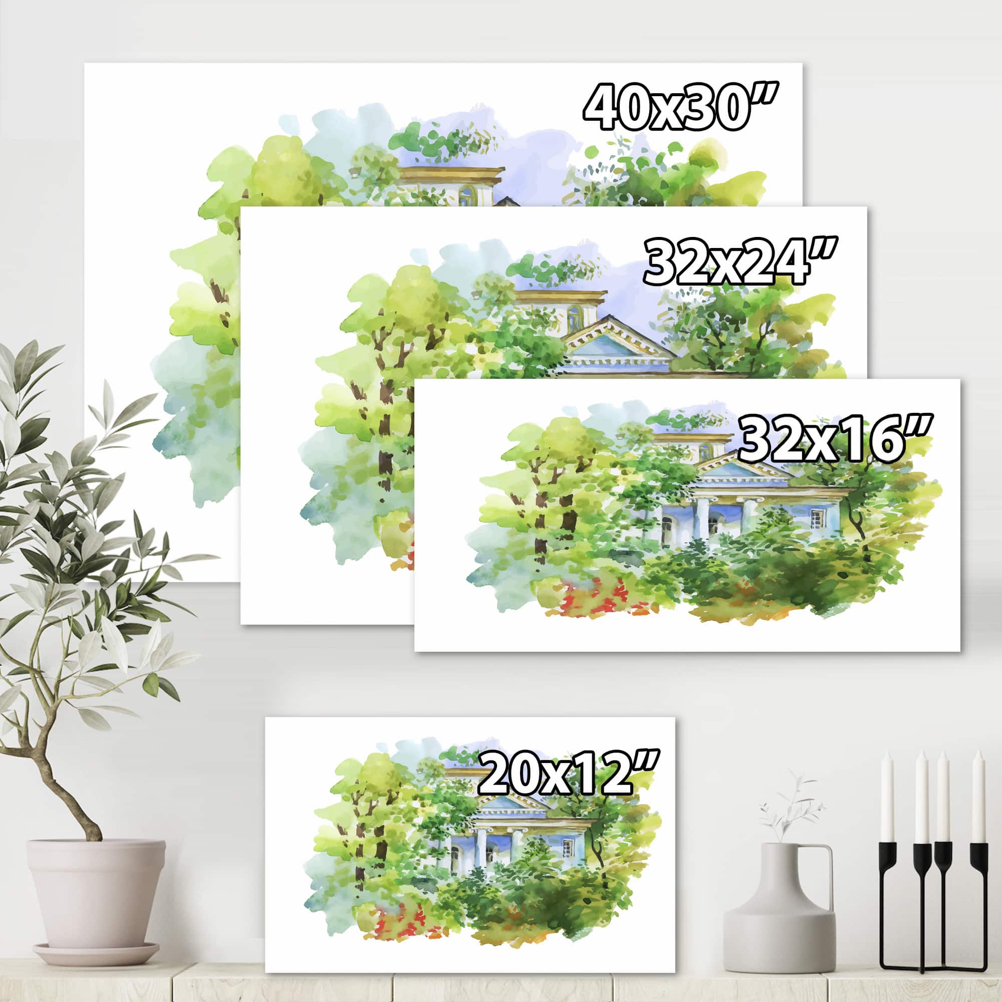 Designart - White House In The Woods - Traditional Canvas Wall Art Print