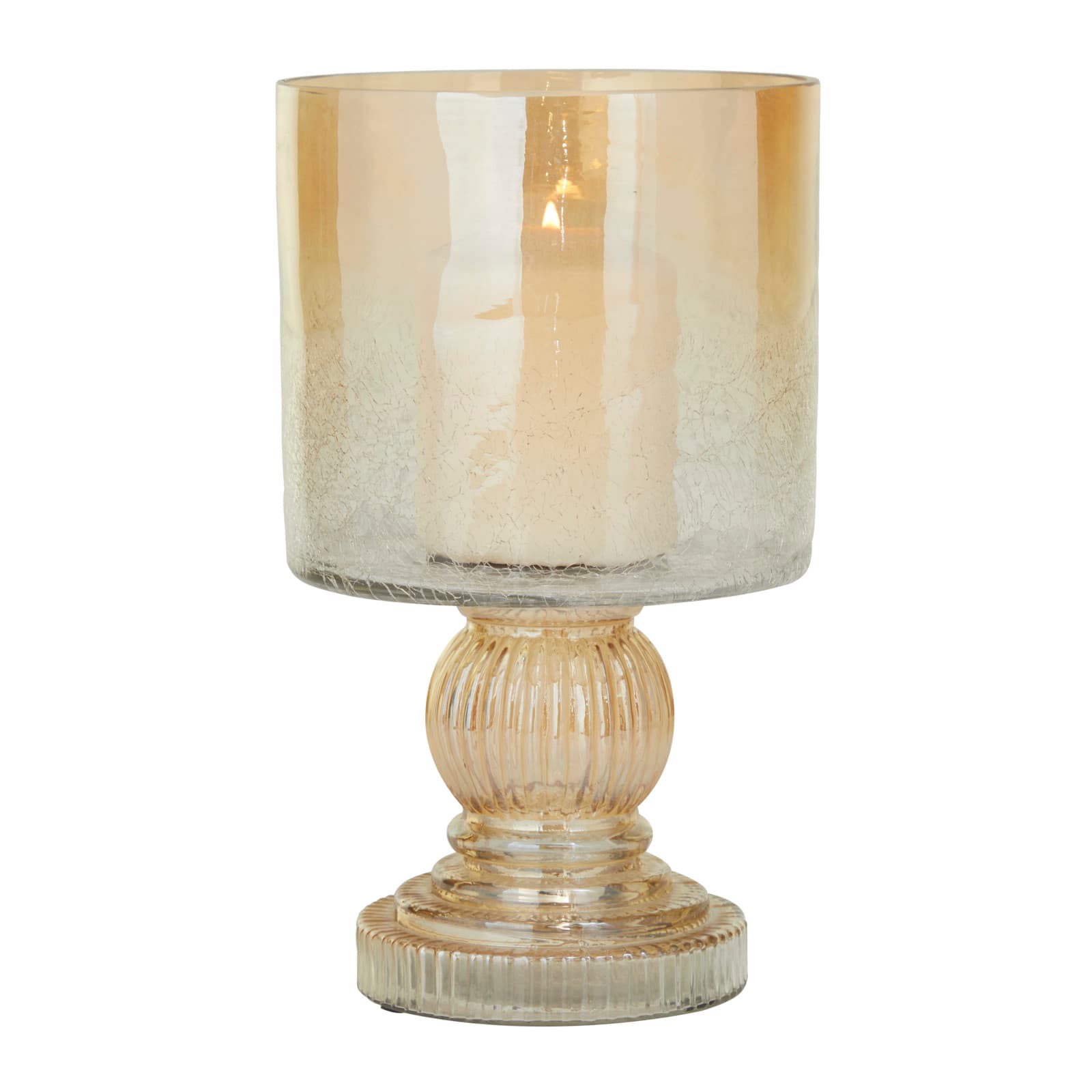 11" Brown Glass Traditional Hurricane Candle Holder