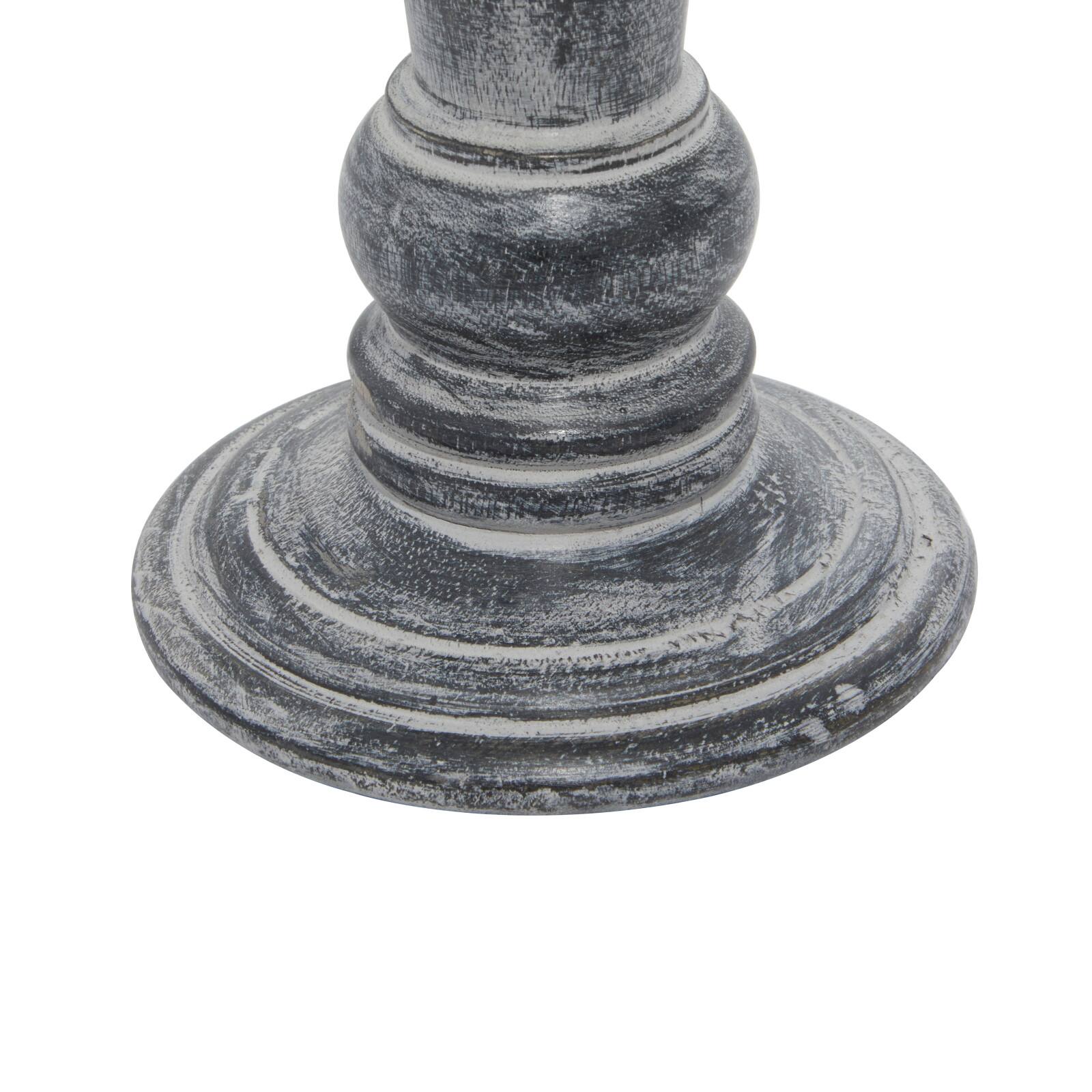 Black Mango Wood Traditional Candle Holder Set