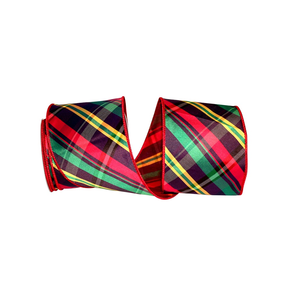 JAM Paper 4" x 10yd. Mesh Wired Evening Bias Plaid Ribbon