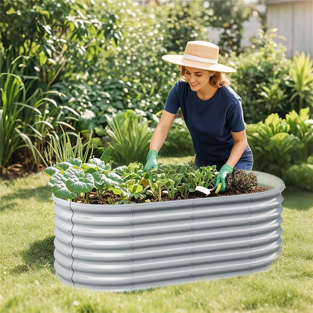 Costway Gray Raised Garden Bed Planters, 2ct.