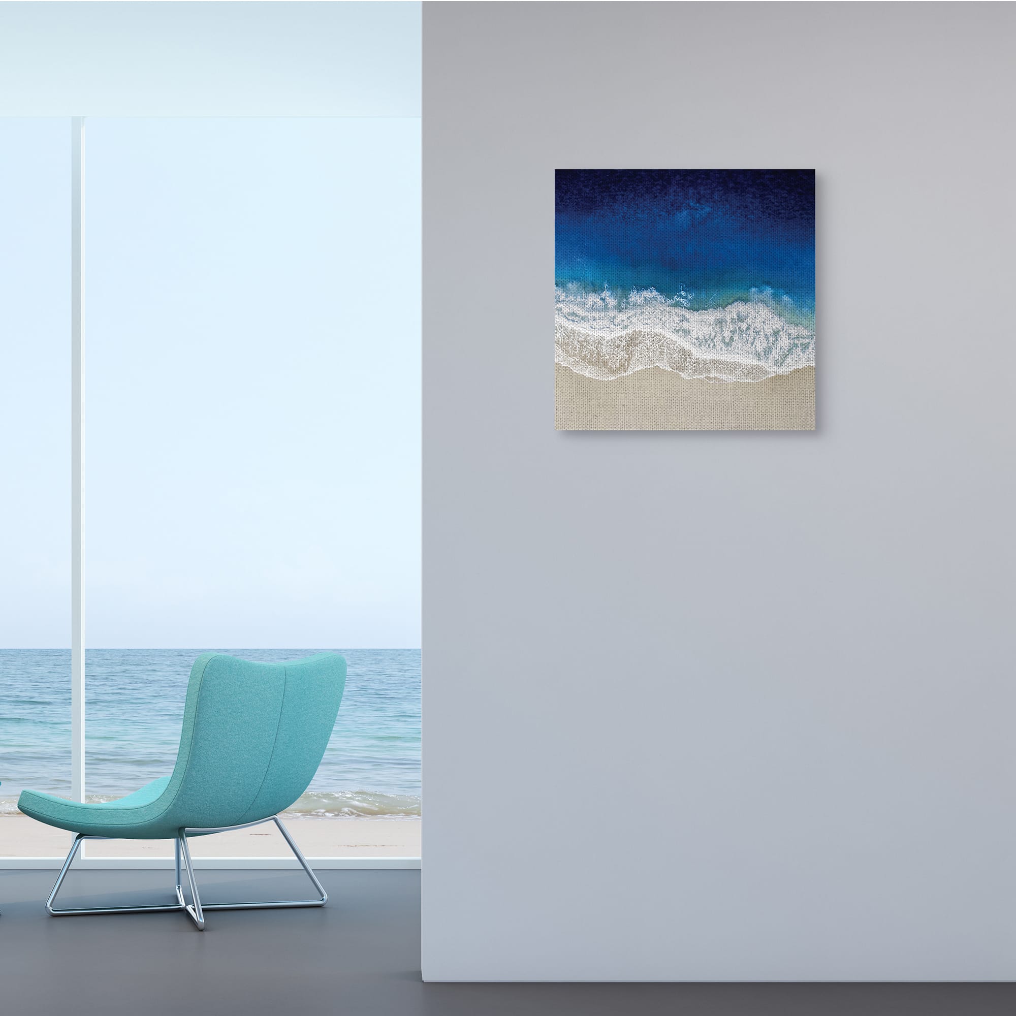 Stupell Industries Clear Blue Ocean Tropical Beach Aerial View Canvas Wall Art