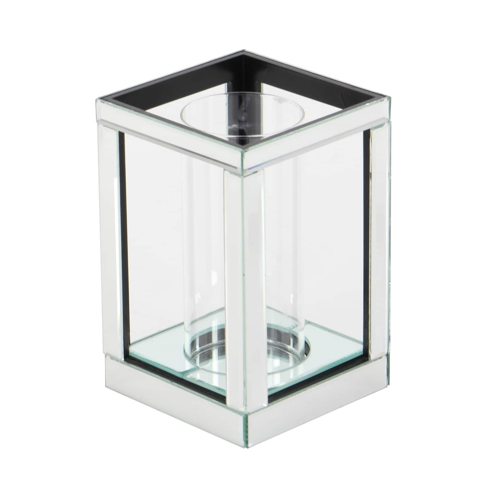10" Silver Glass Glam Candle Holder