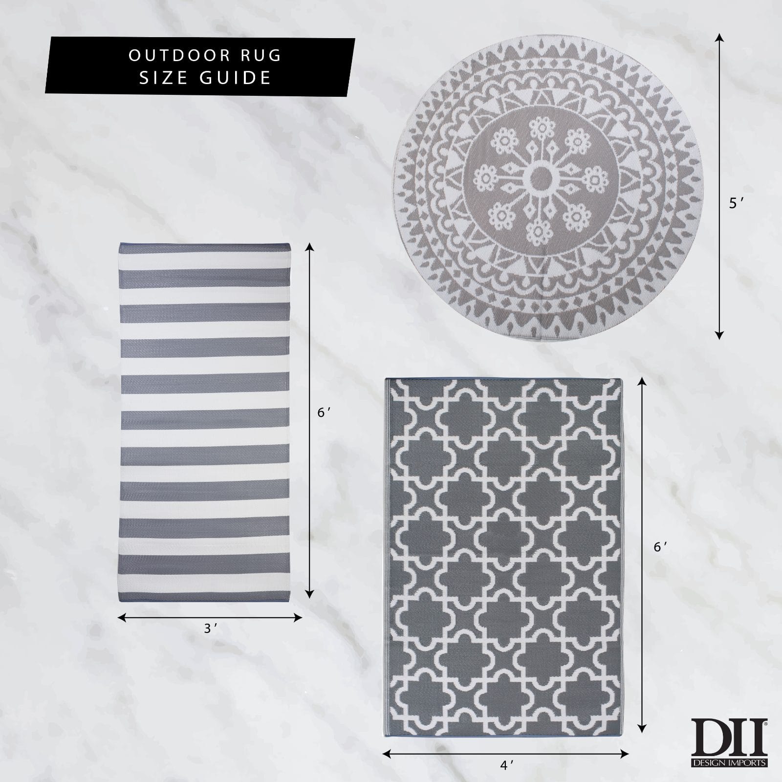 DII® Blue Moroccan Outdoor Rug, 4ft. x 6ft.