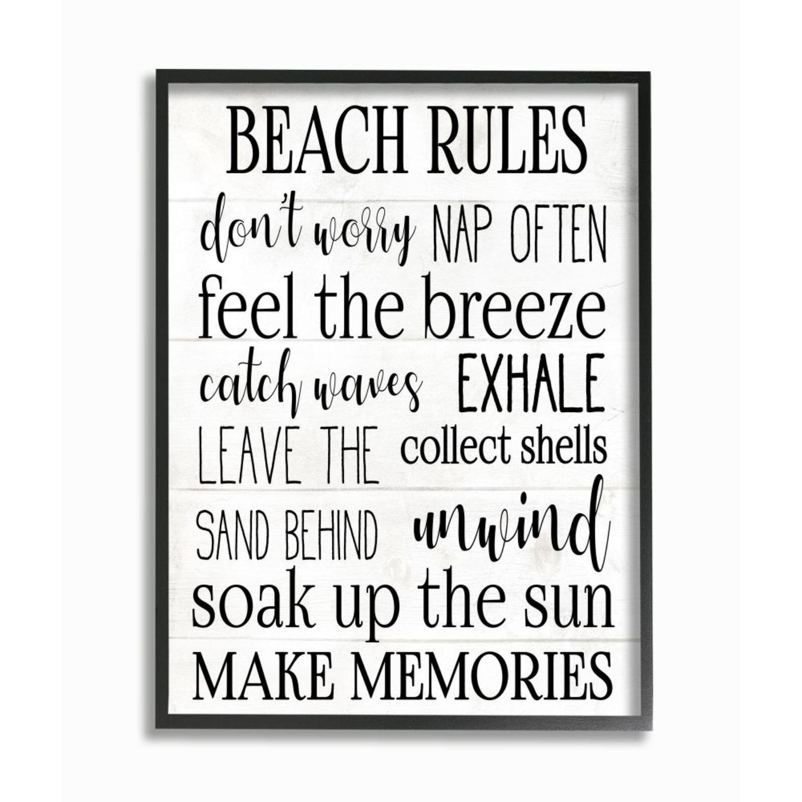 Stupell Industries Beach House Rules Wood Framed Wall Art