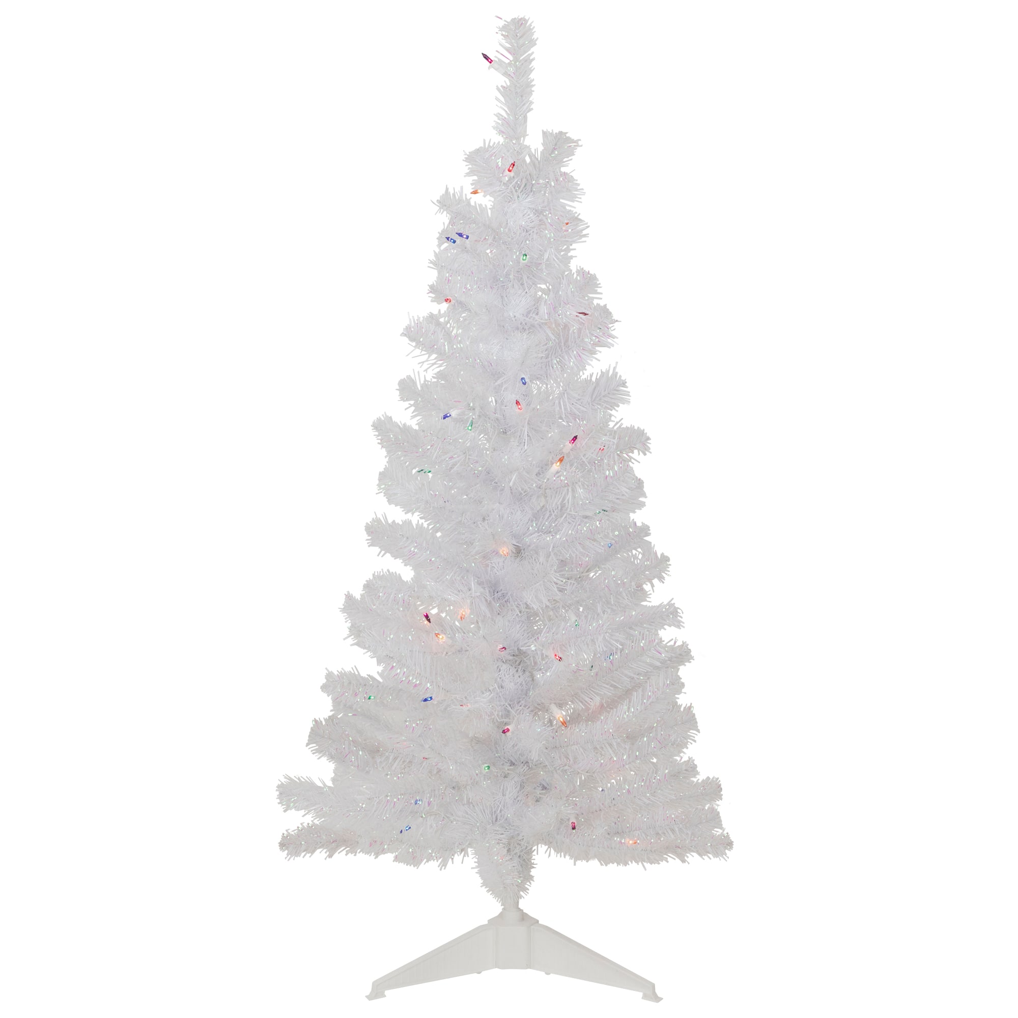 4ft. Pre-Lit White Rockport Pine Artificial Christmas Tree, Multicolor Lights
