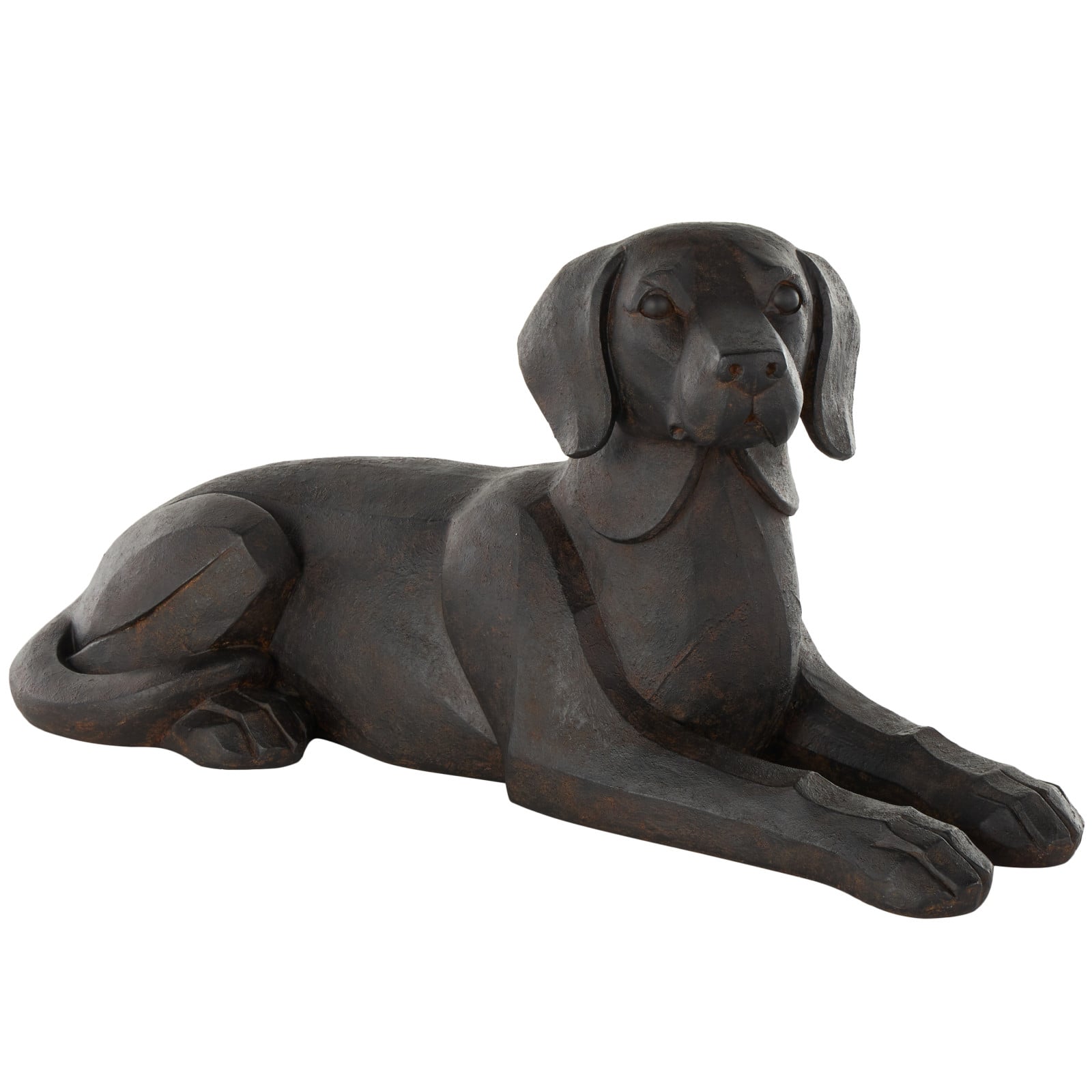 30.5" Black with Copper Shading Sitting Dog Sculpture