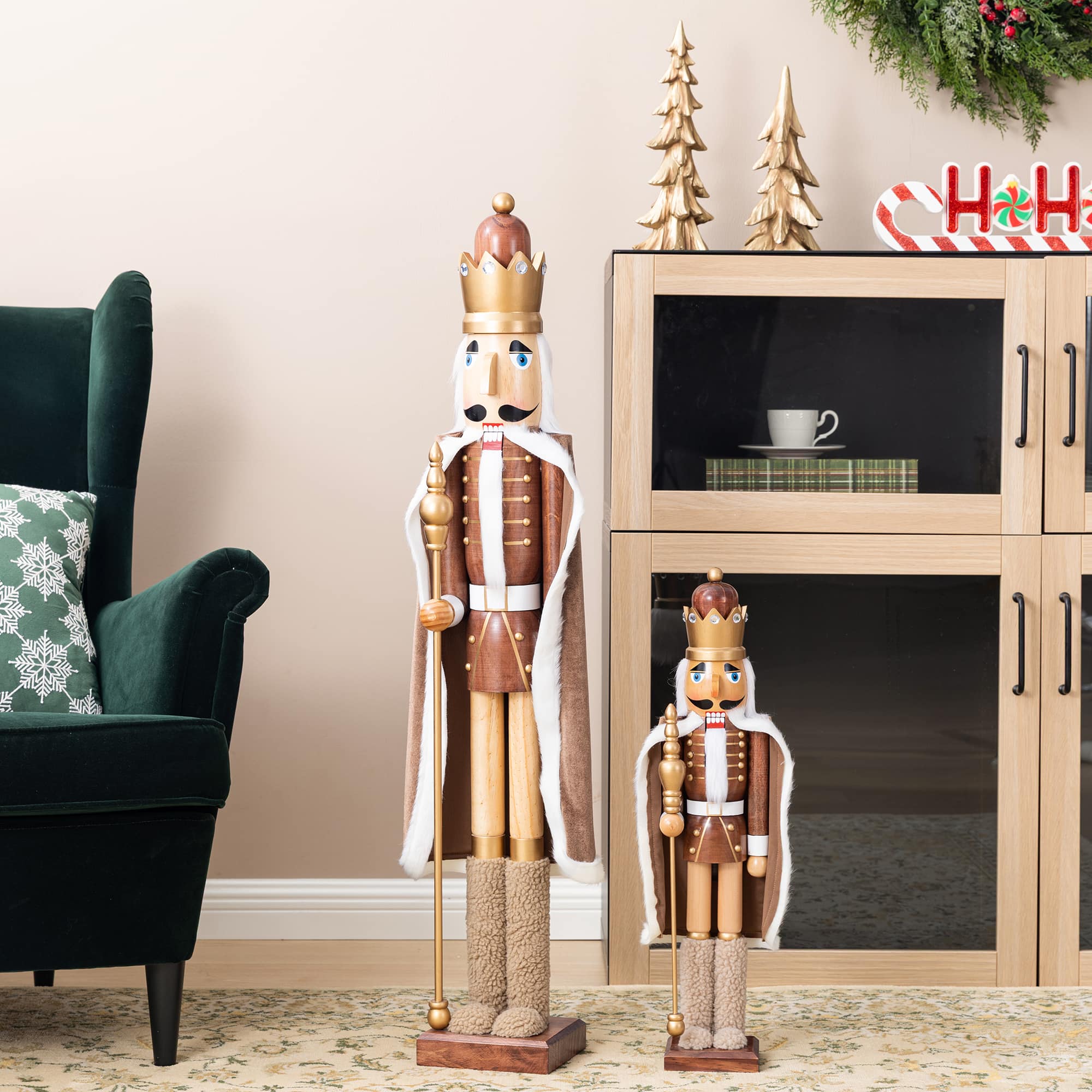 Glitzhome® 42" Wooden Christmas Brown King Nutcracker