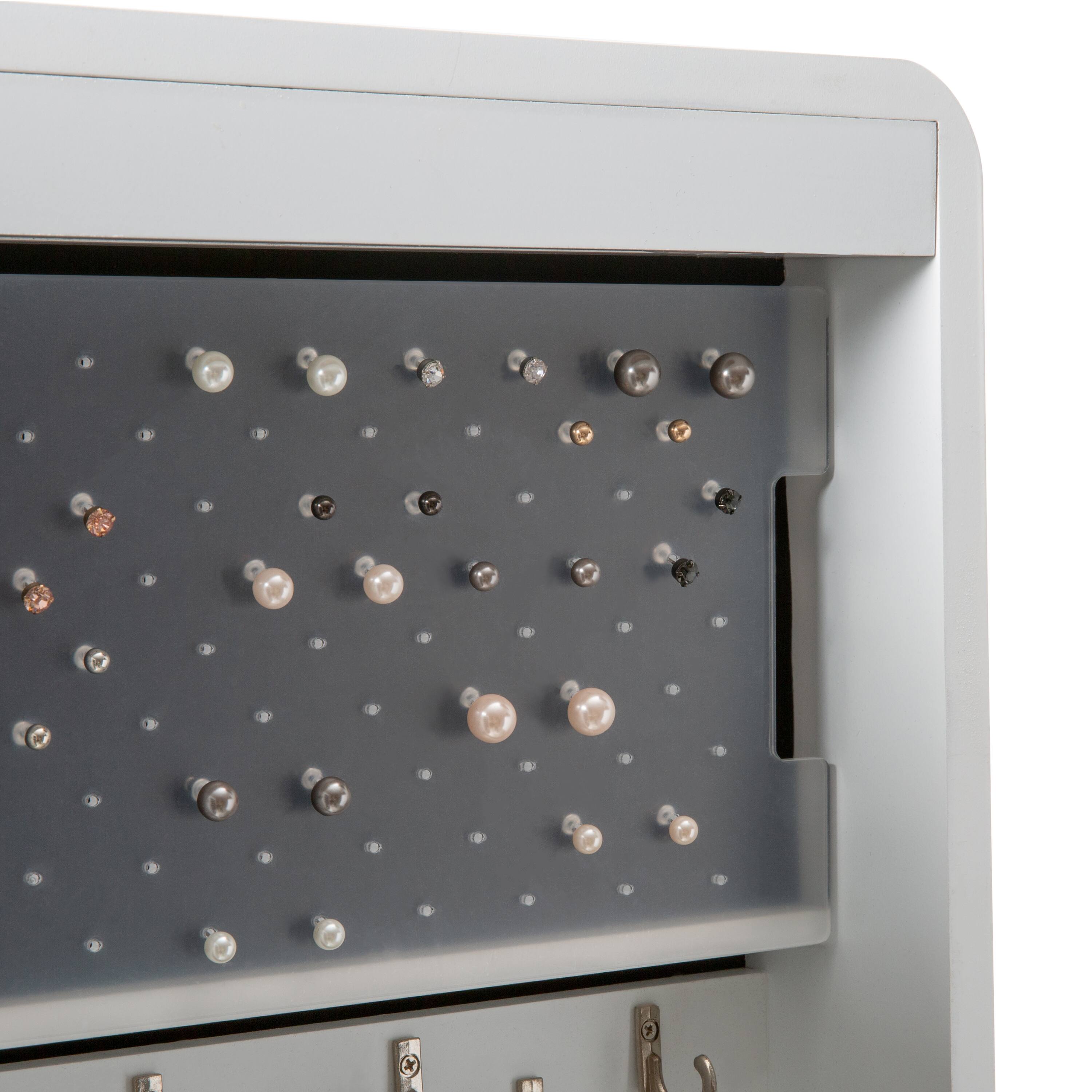 Simplify 61" White Jewelry Armoire Free Standing Cabinet with Full Mirror