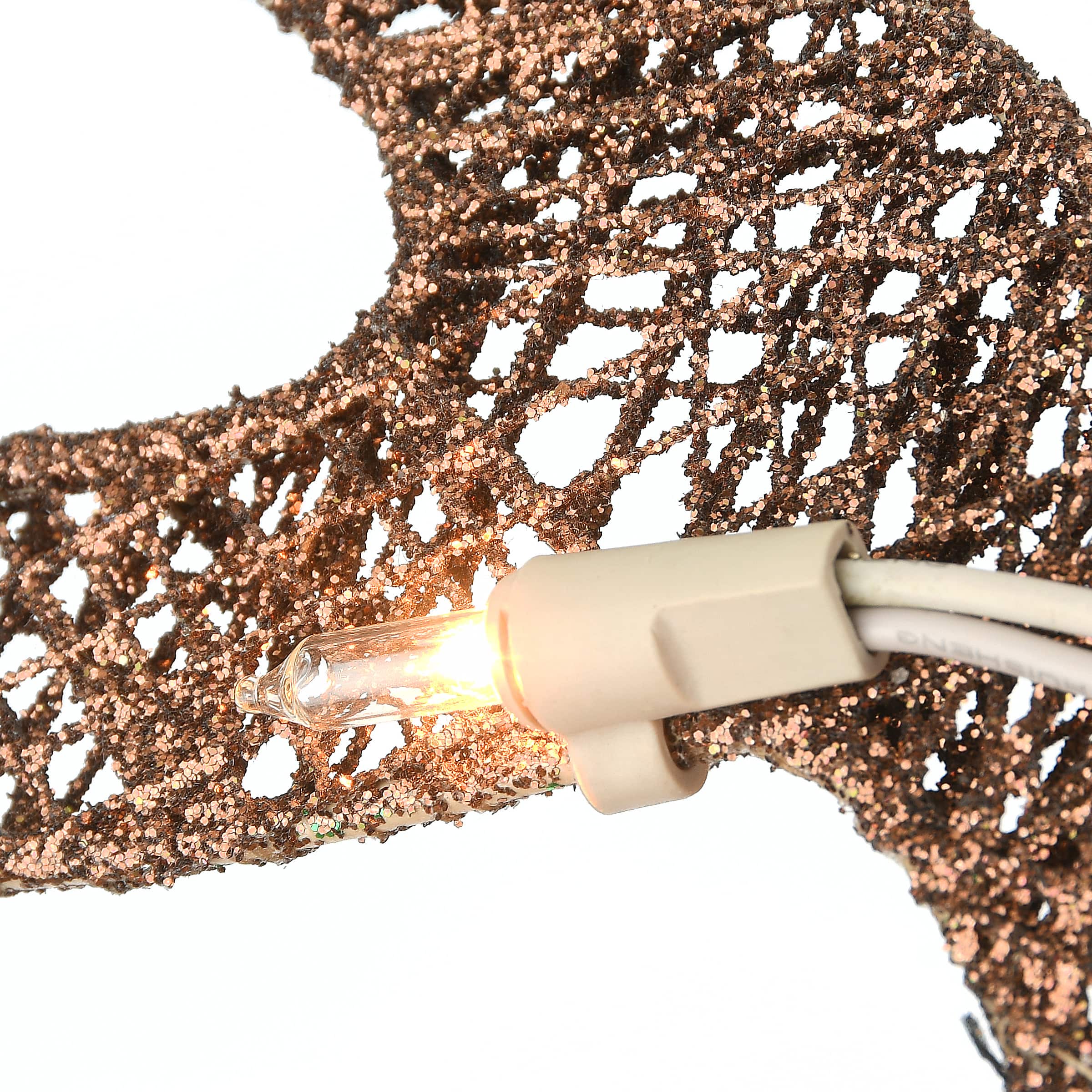 Champagne Reindeer and Sleigh with Clear Lights Decoration