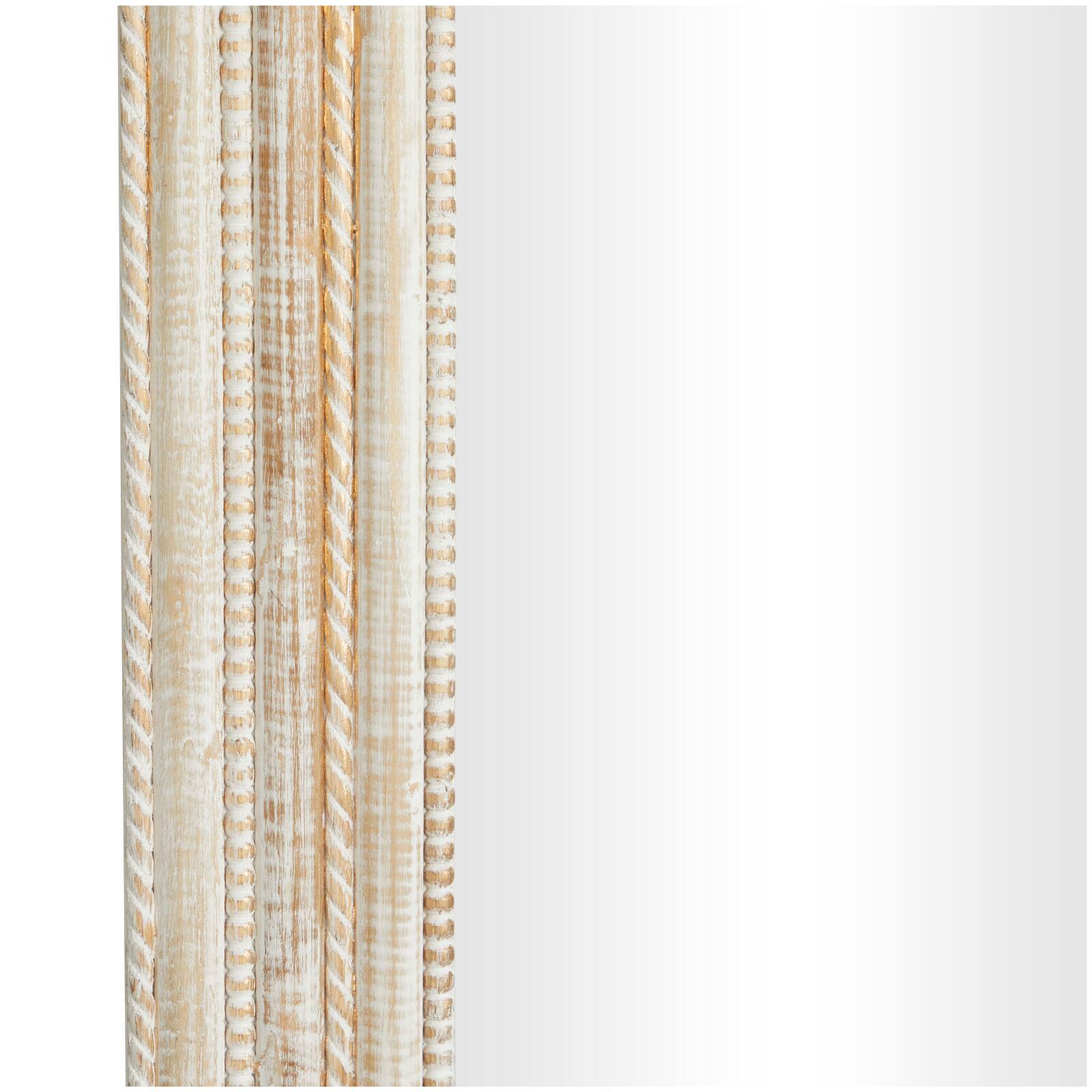 44" x 44" Handmade Cream Mango Wood Wall Mirror with Ribbed Edge Frame