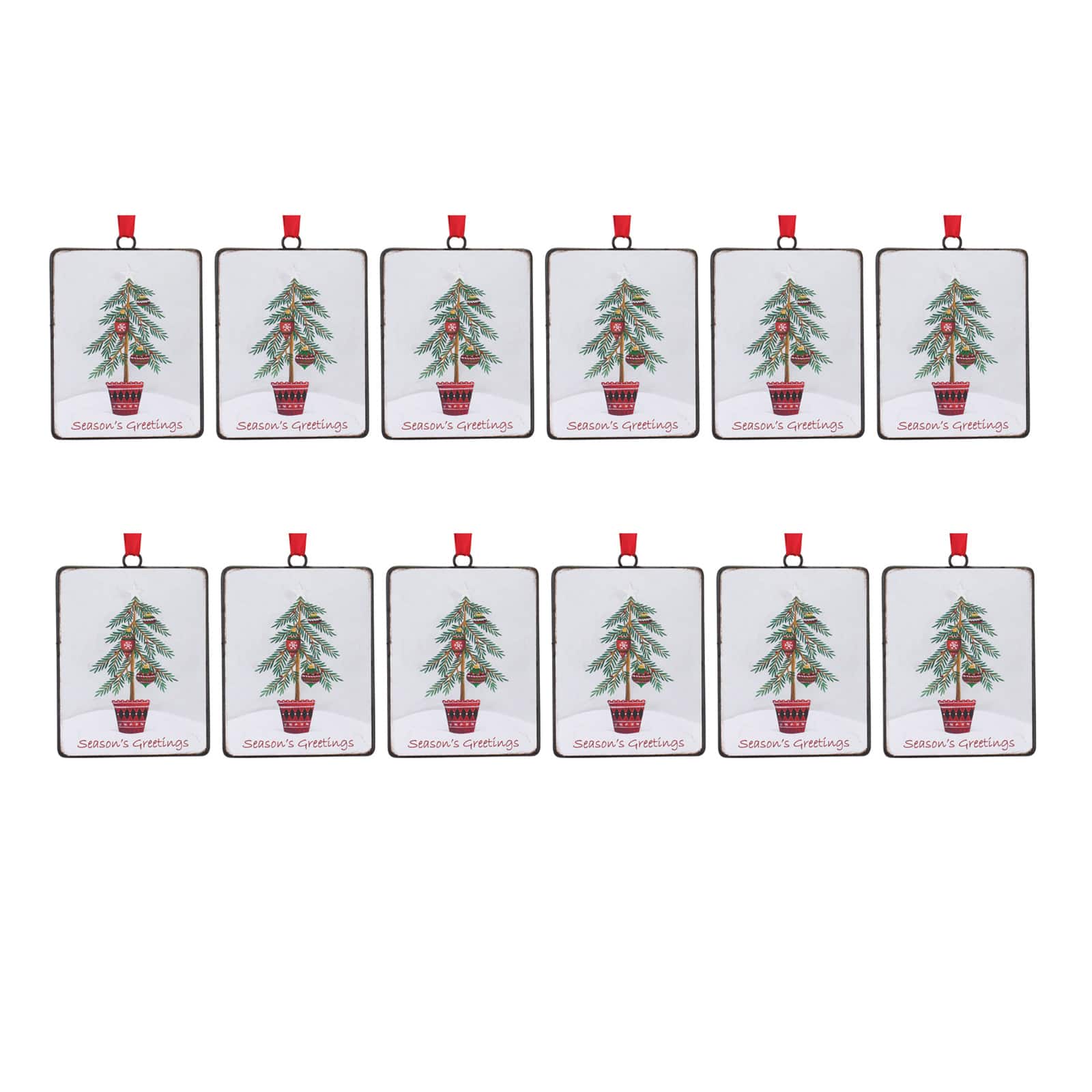 12ct. Seasons Greetings Pine Tree Ornament