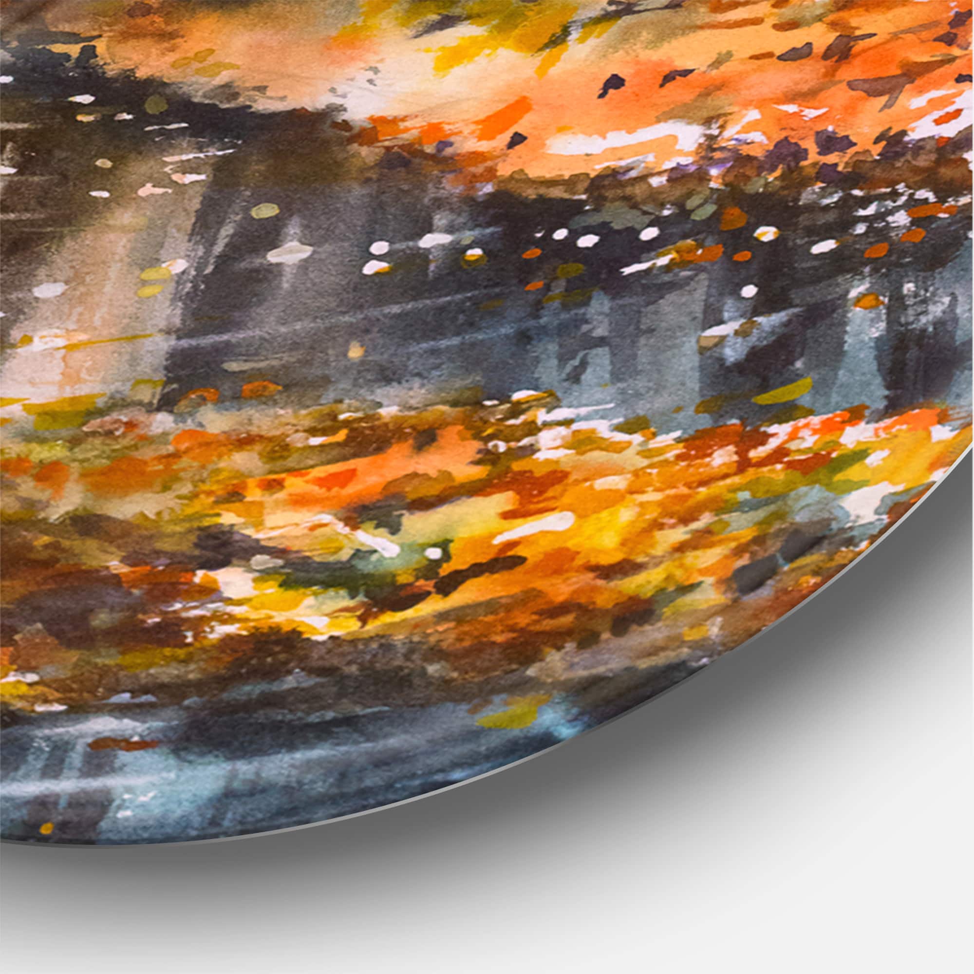 Designart - Bright Sunshine Through The Forest Trees III - Lake House Metal Circle Wall Art