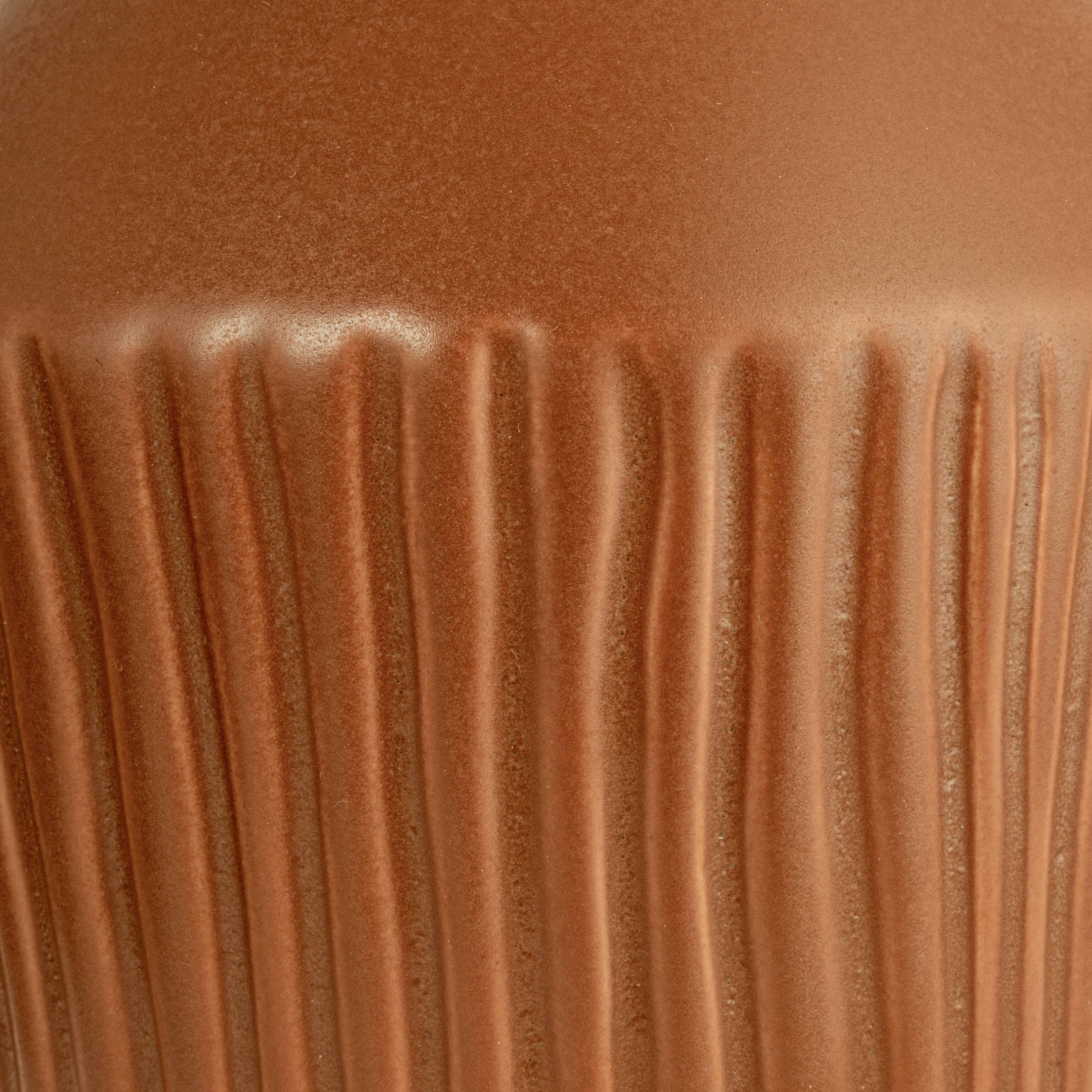 Hello Honey® 21" Brown Ribbed Round Stoneware Desk Lamp