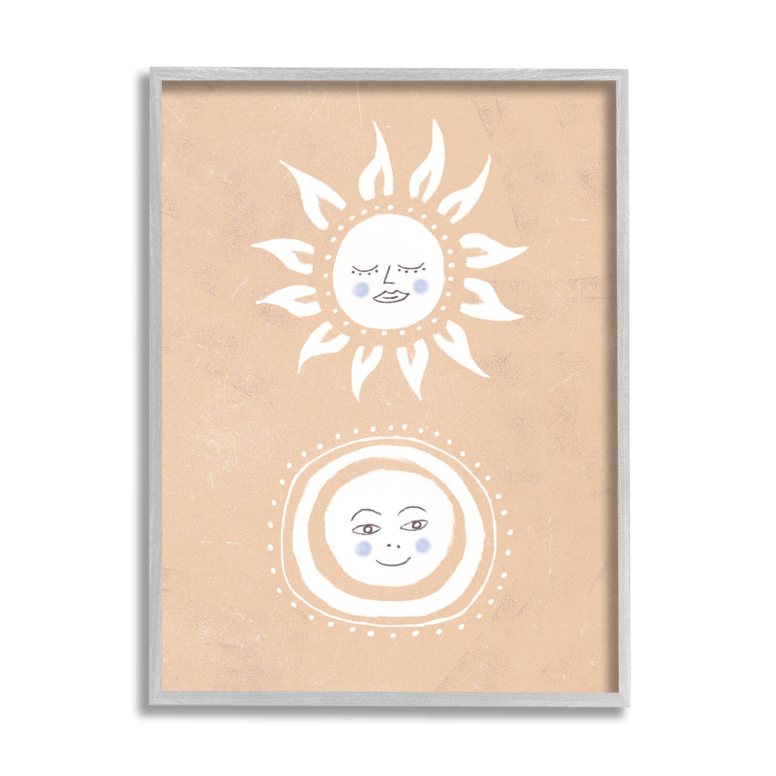 Stupell Industries Rising Sun and Moon Children's Boho Chic Sky Framed Wall Art