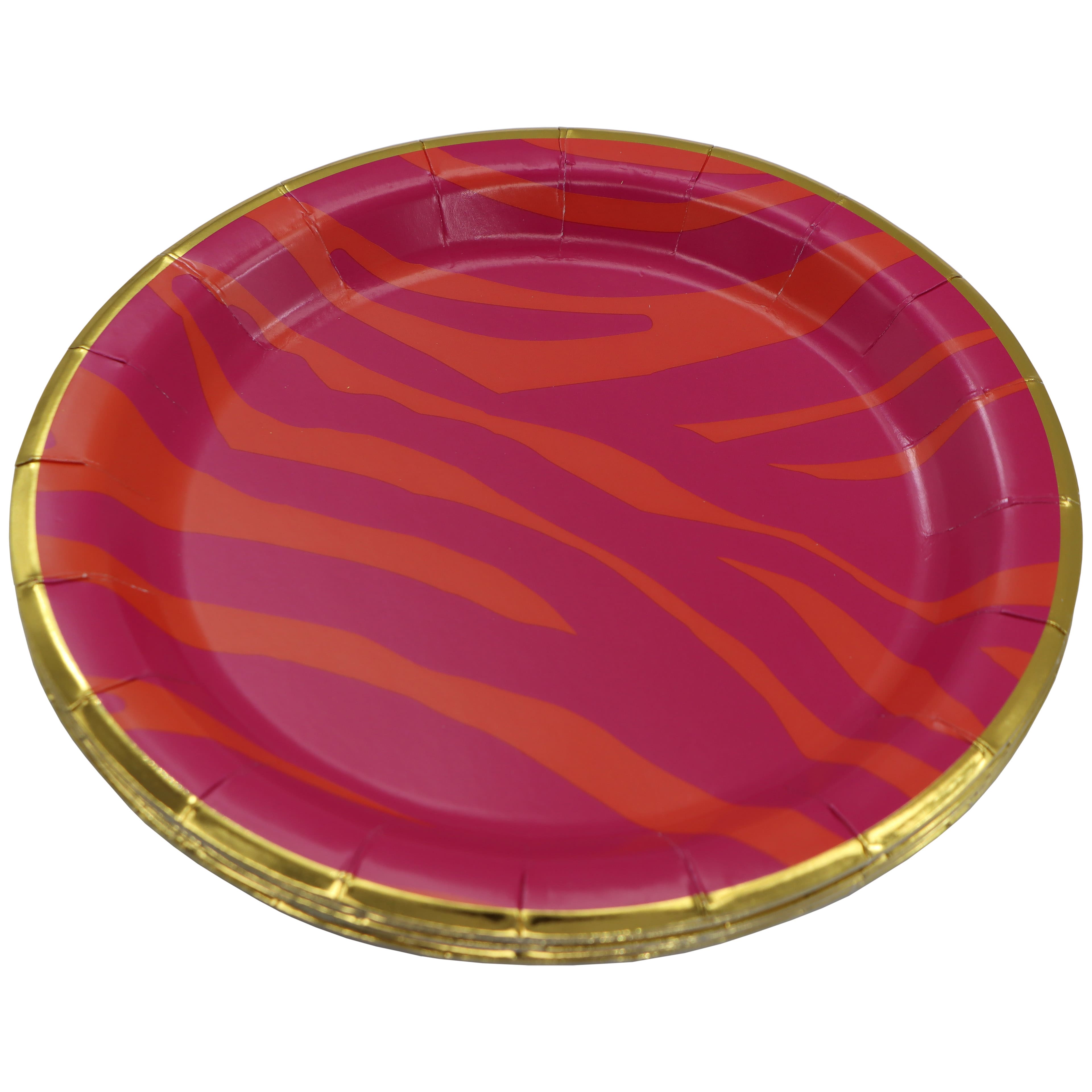 Pink Jungle 7" Orange & Pink Tiger Stripes Paper Snack Plates, 10ct. by Celebrate It™
