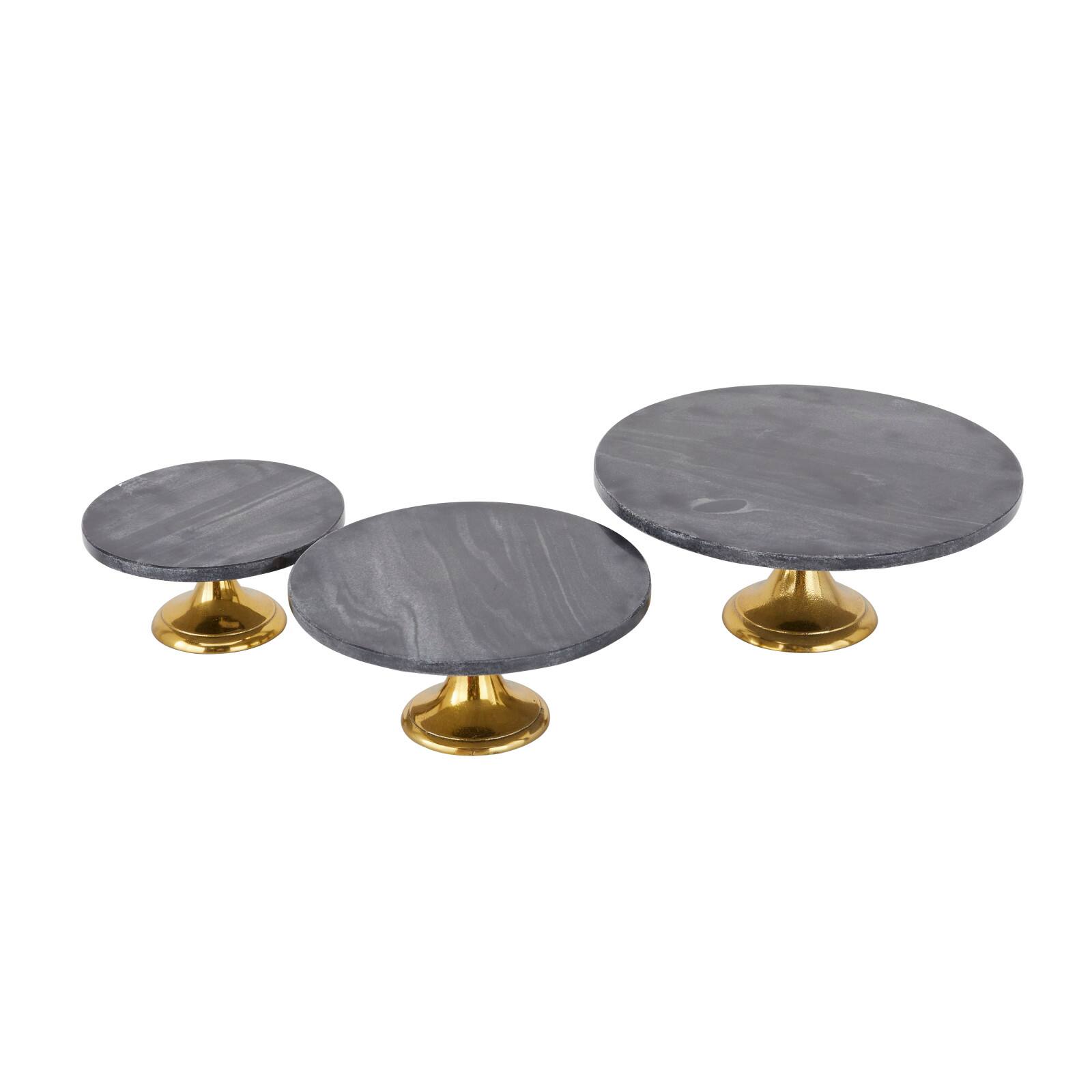 Set of 3 Black Aluminum Natural Cake Stand, 6" x 12" x 12"